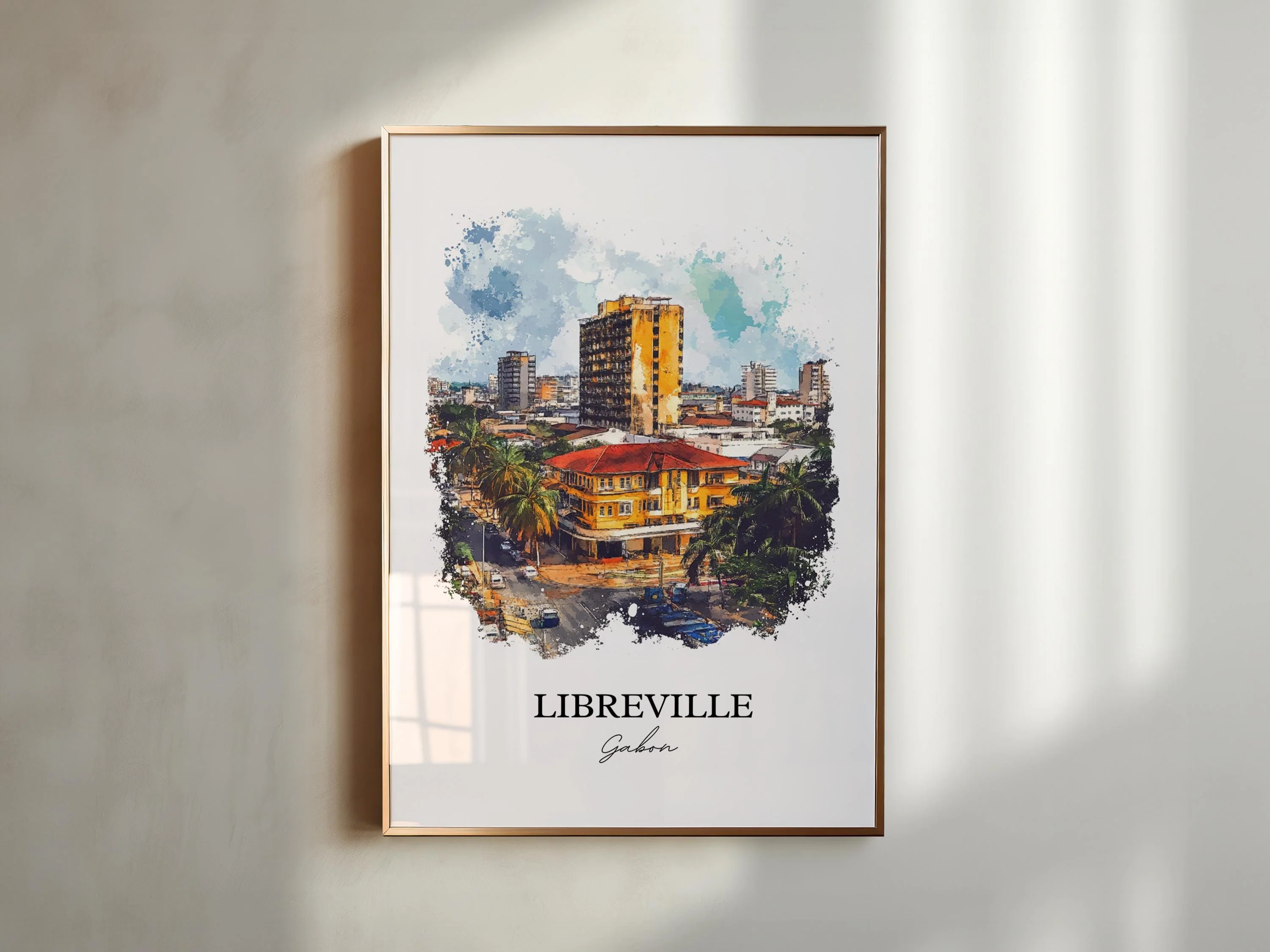 Libreville, Gabon – Watercolor Art Print - Image 3