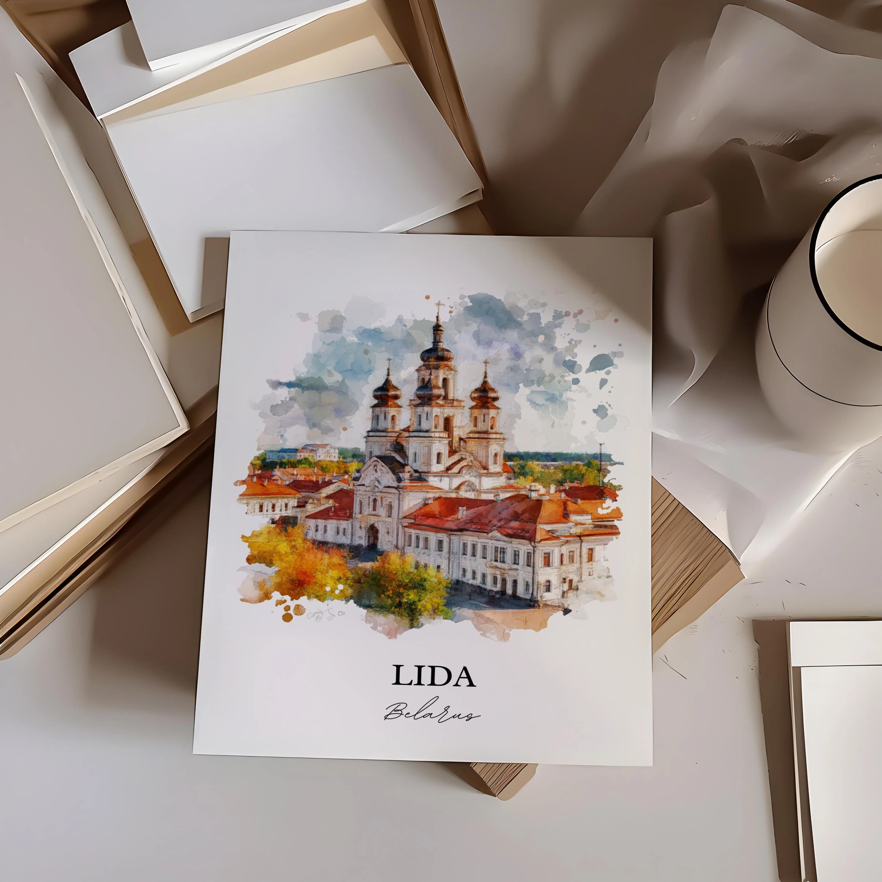 Lida, Belarus – Watercolor Art Print - Image 6