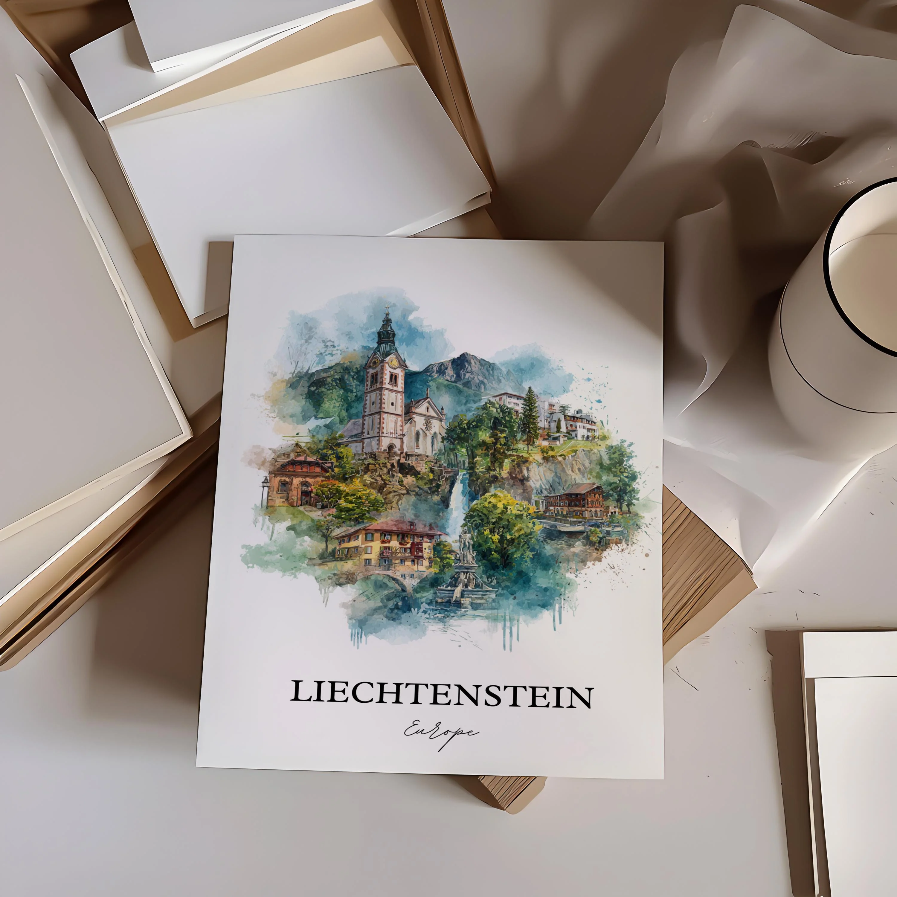 Liechtenstein, Liechtenstein – Watercolor Art Print - Image 4