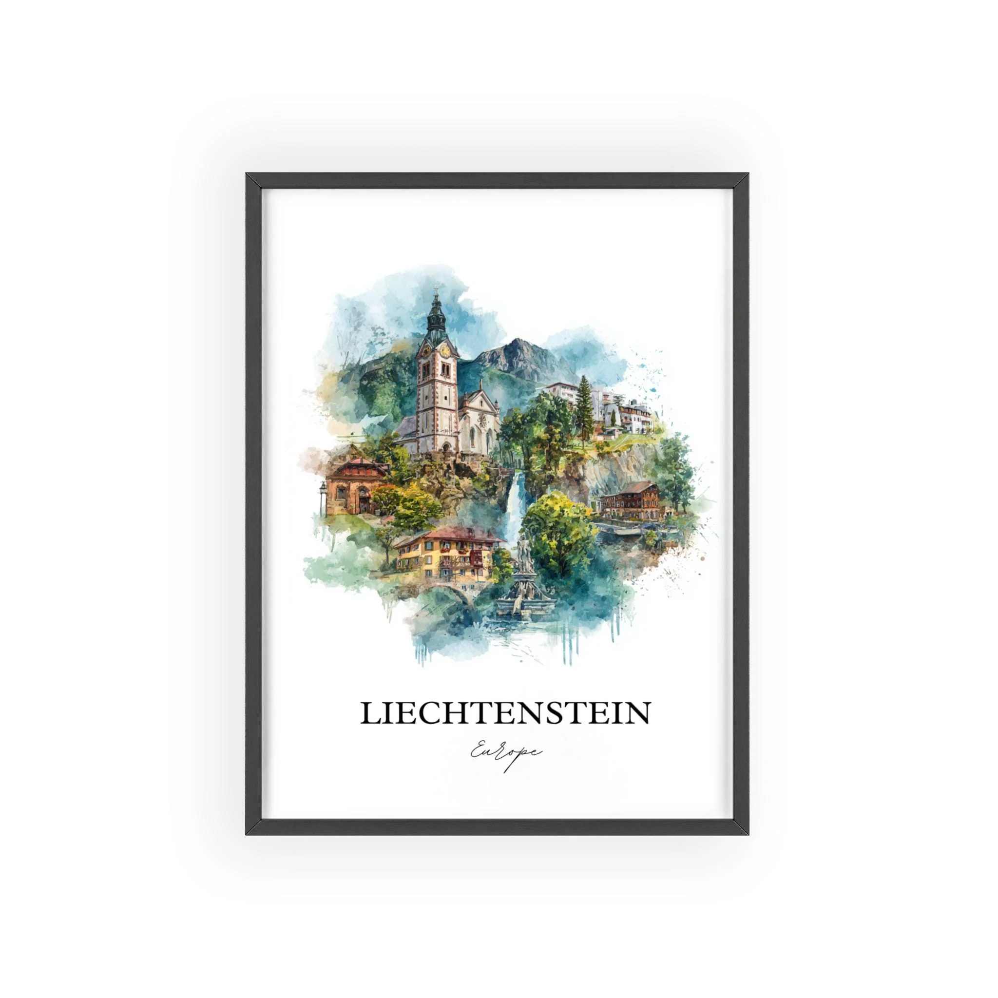Liechtenstein, Liechtenstein – Watercolor Art Print - Image 7