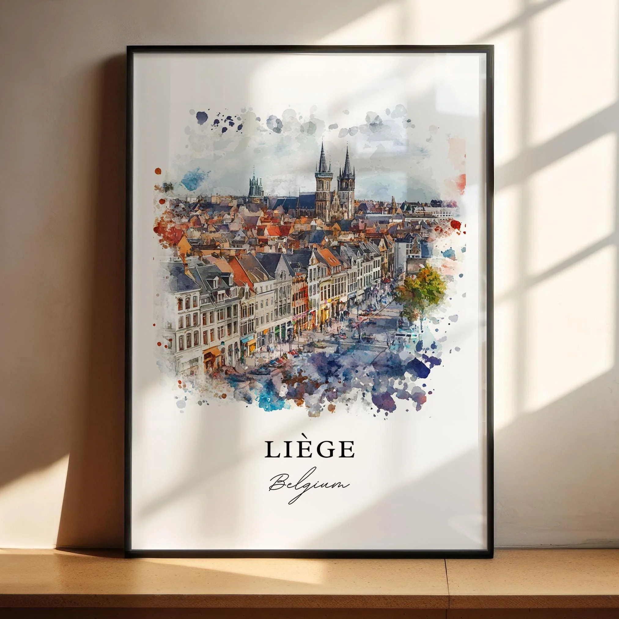 Liege, Belgium – Watercolor Art Print