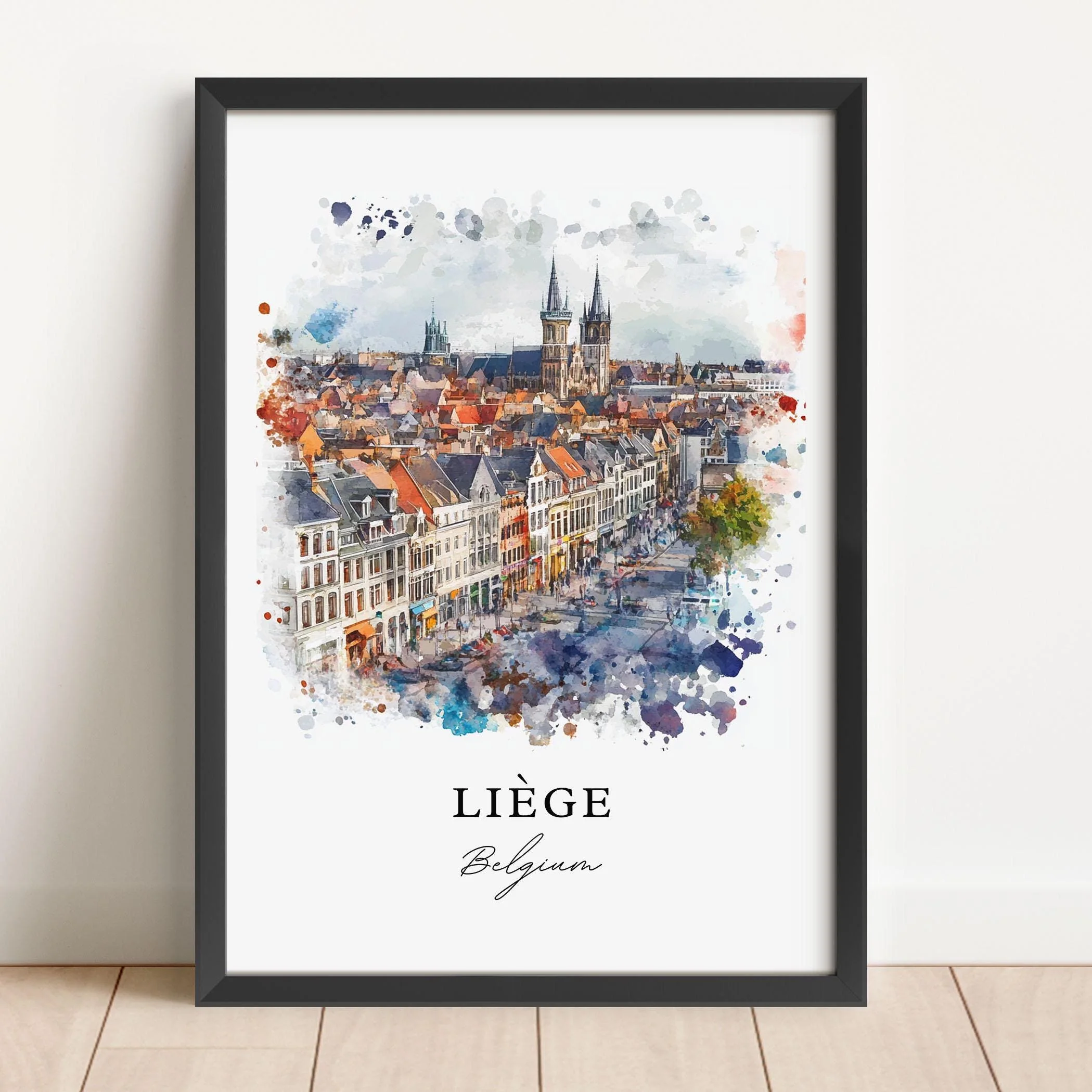 Liege, Belgium – Watercolor Art Print - Image 2