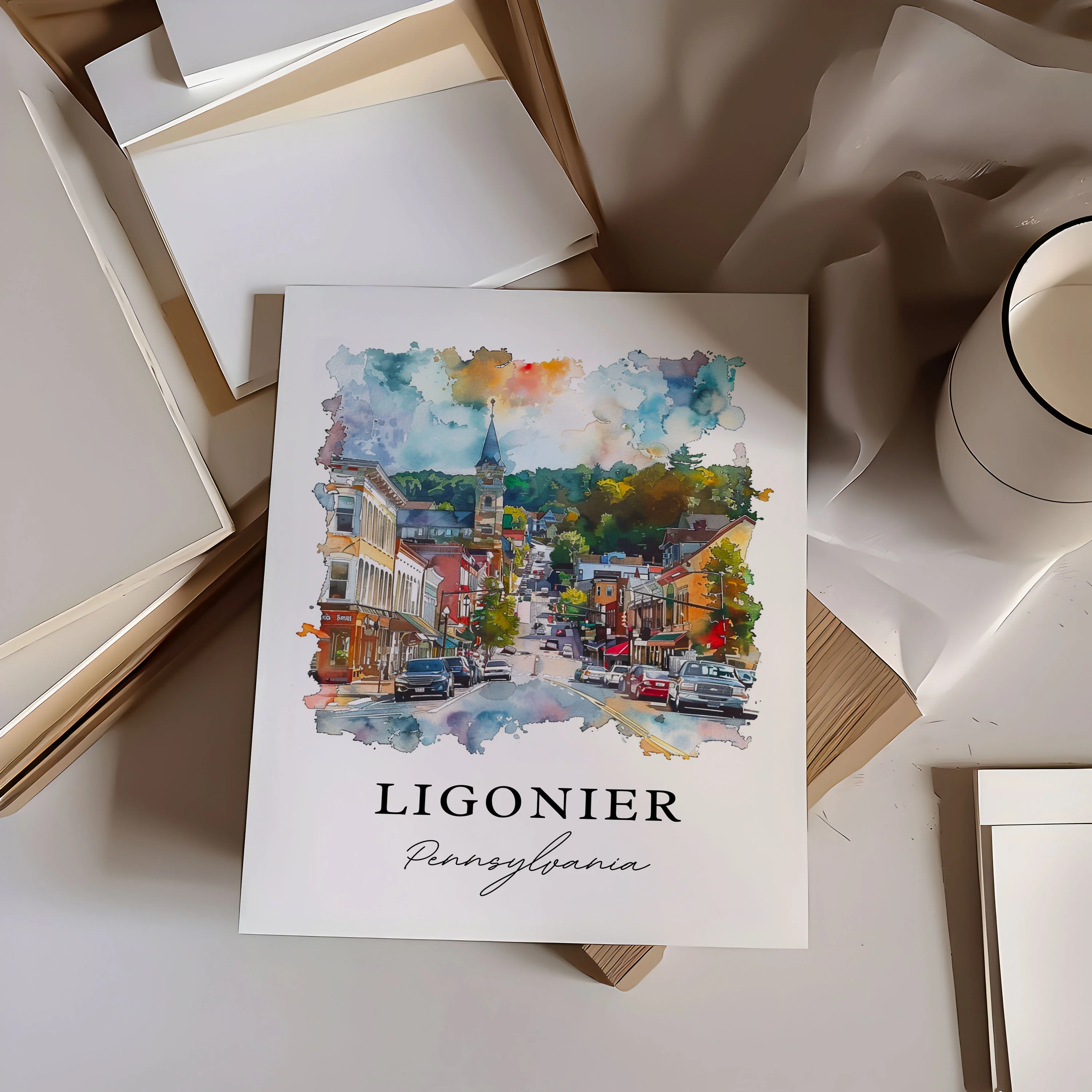 Ligonier, USA – Watercolor Art Print - Image 2