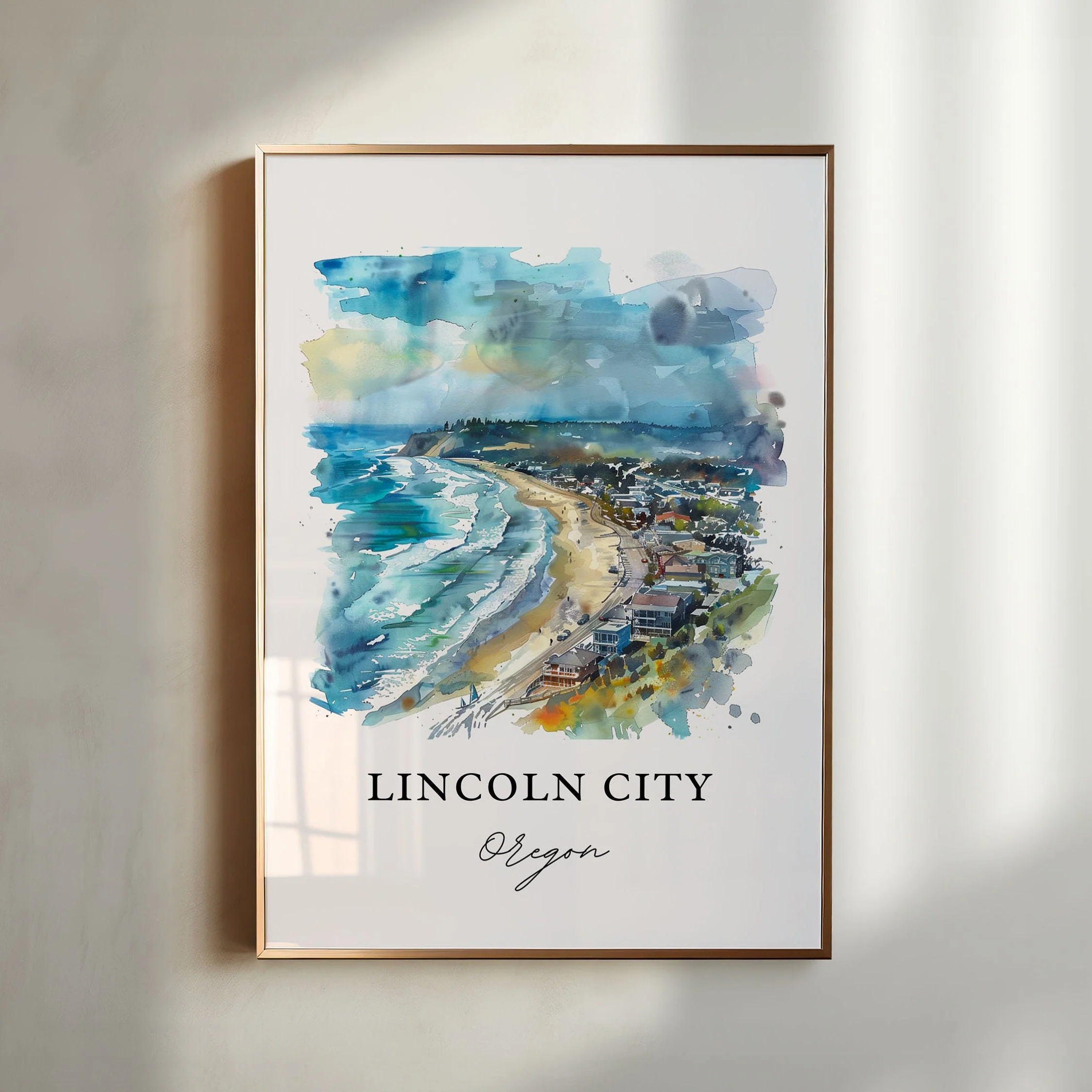 Lincoln City, Oregon, Oregon – Watercolor Art Print