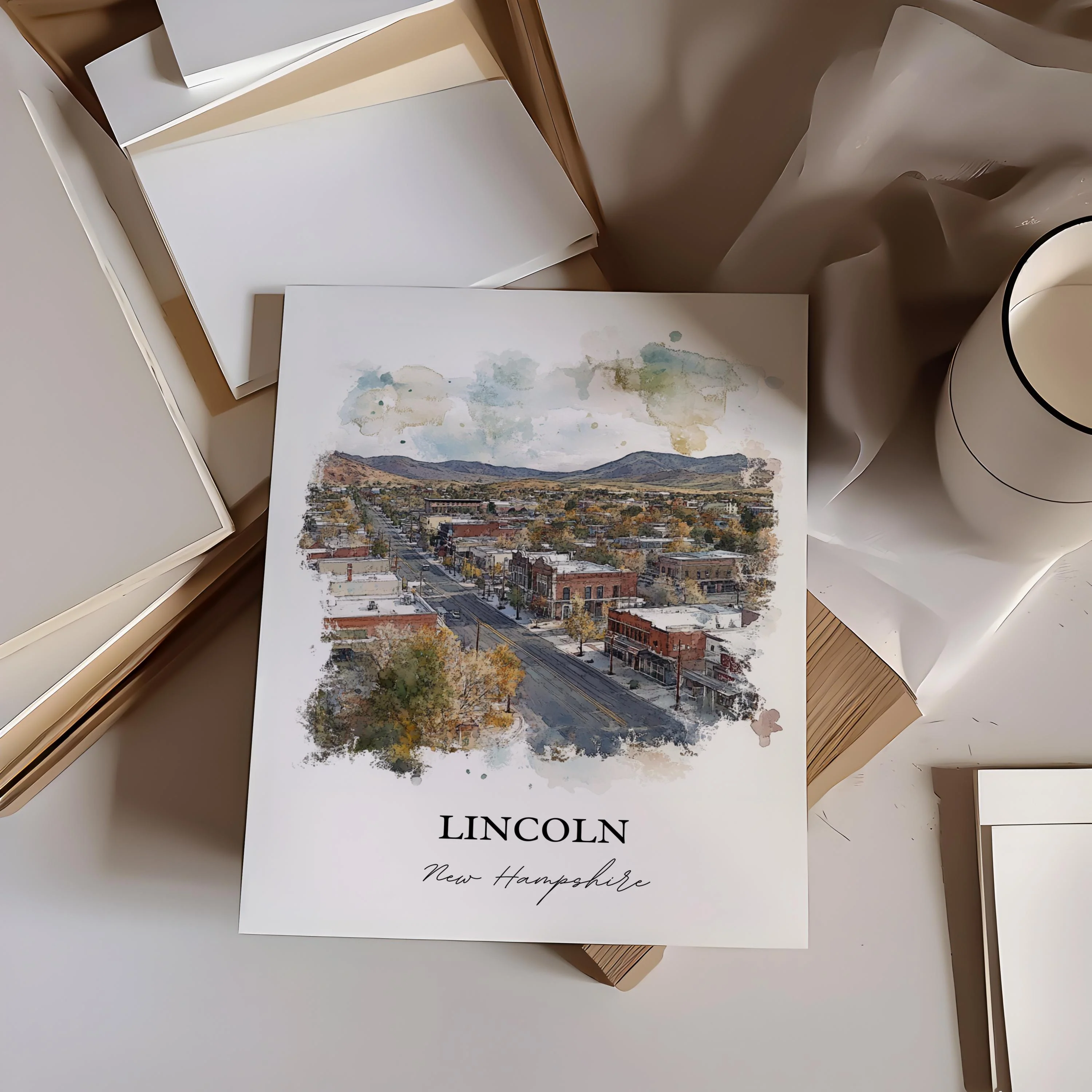 Lincoln, New Hampshire, USA – Watercolor Art Print - Image 5