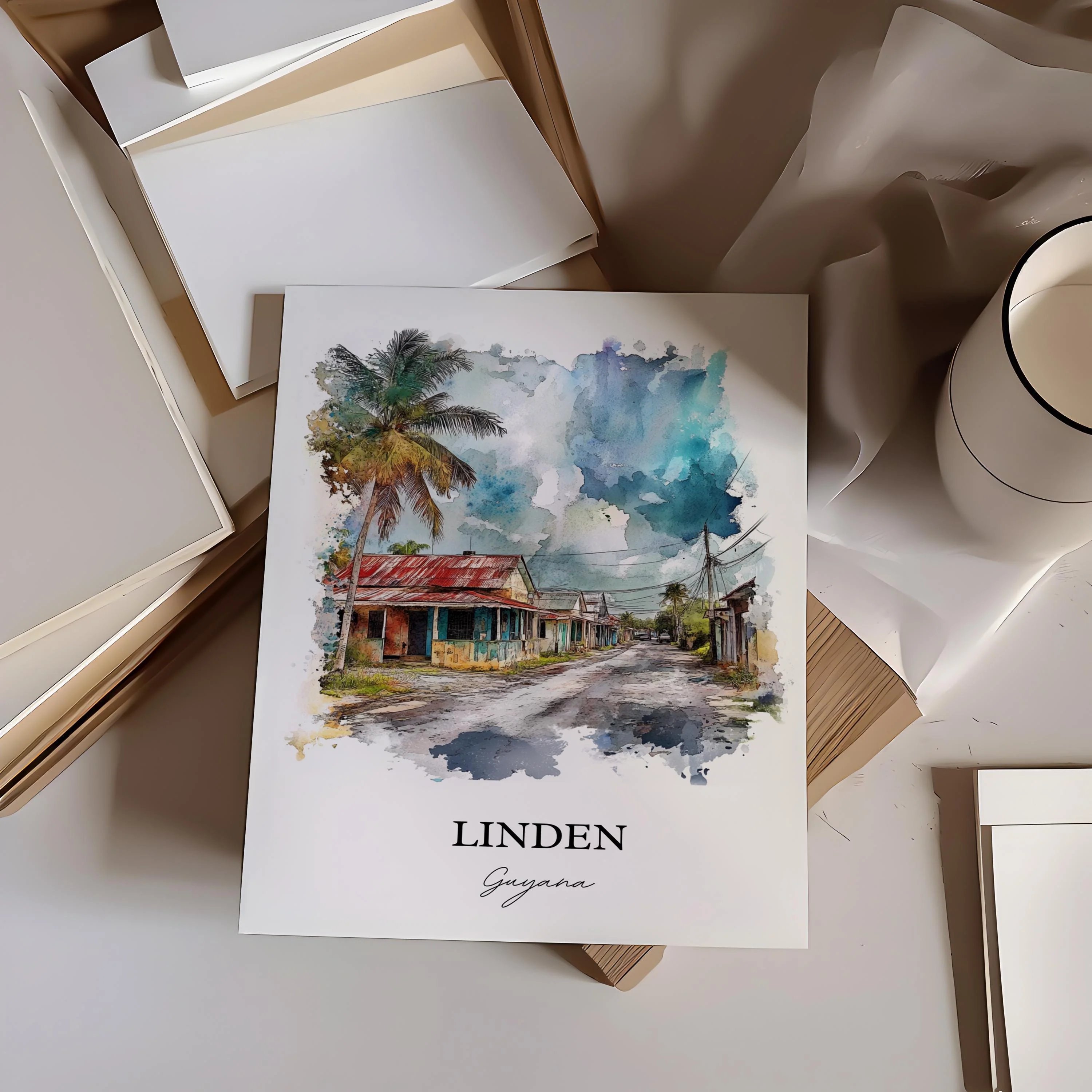 Linden, Guyana – Watercolor Art Print - Image 6