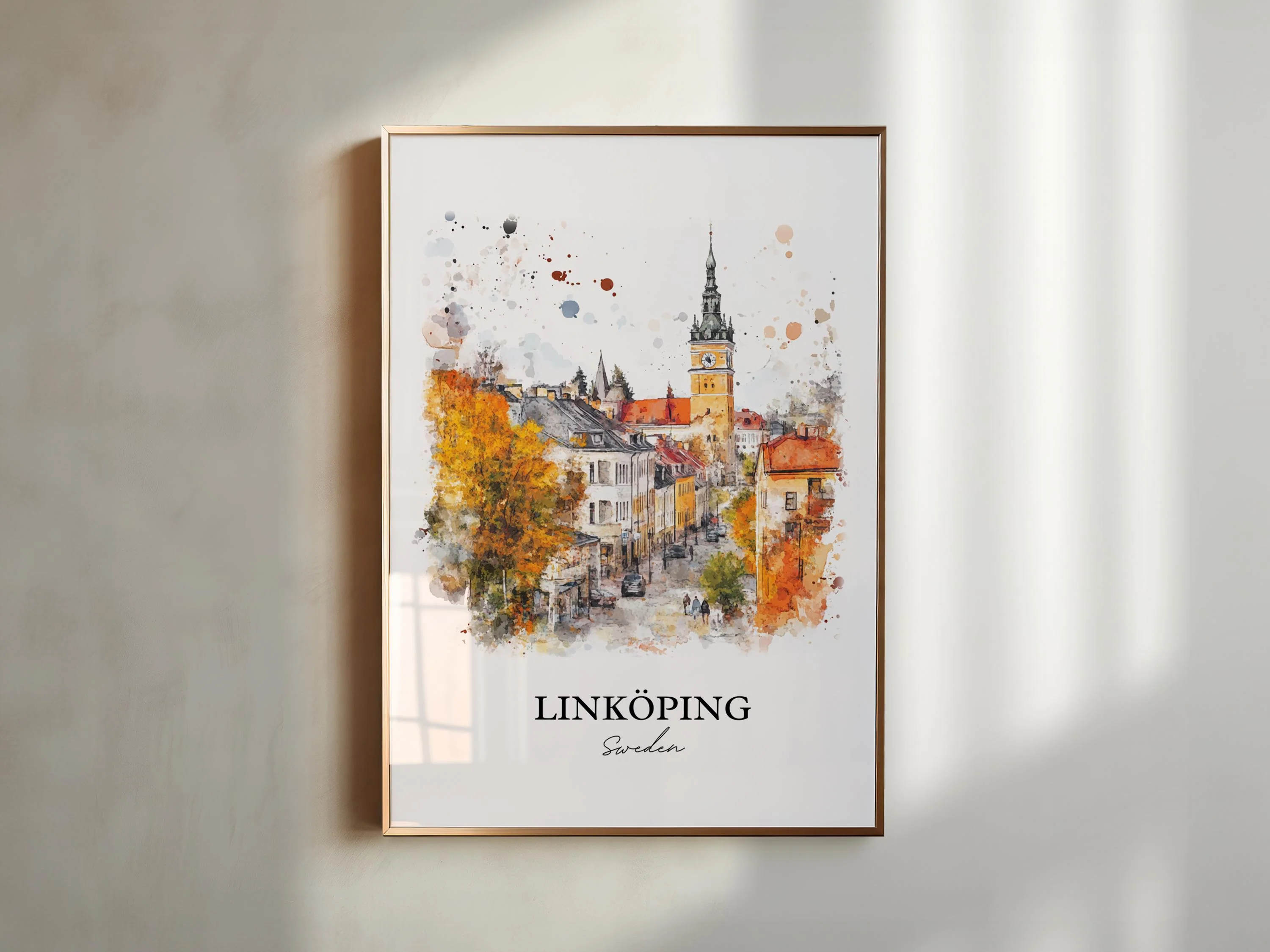 Linköping, Sweden – Watercolor Art Print - Image 5