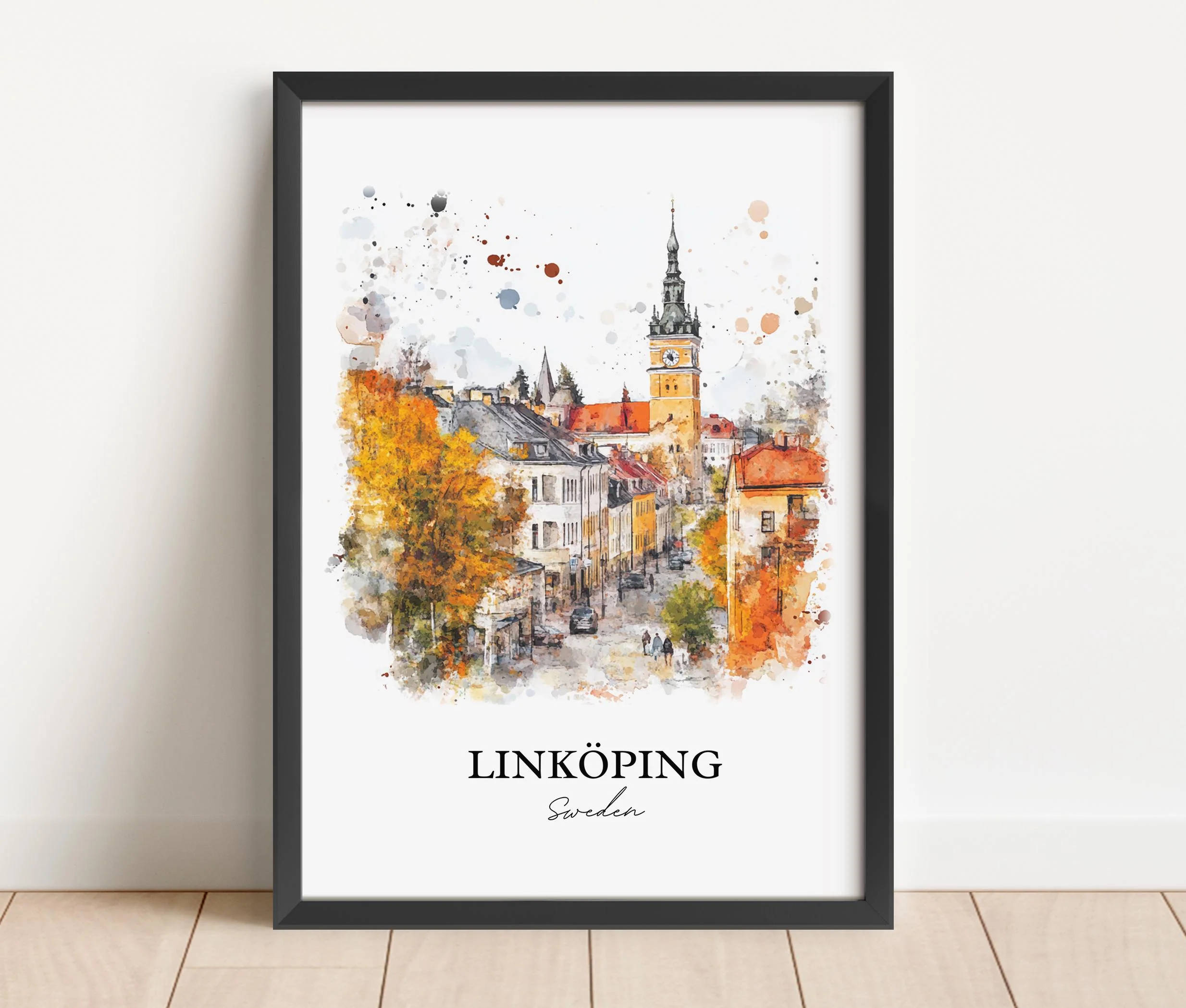 Linköping, Sweden – Watercolor Art Print - Image 6