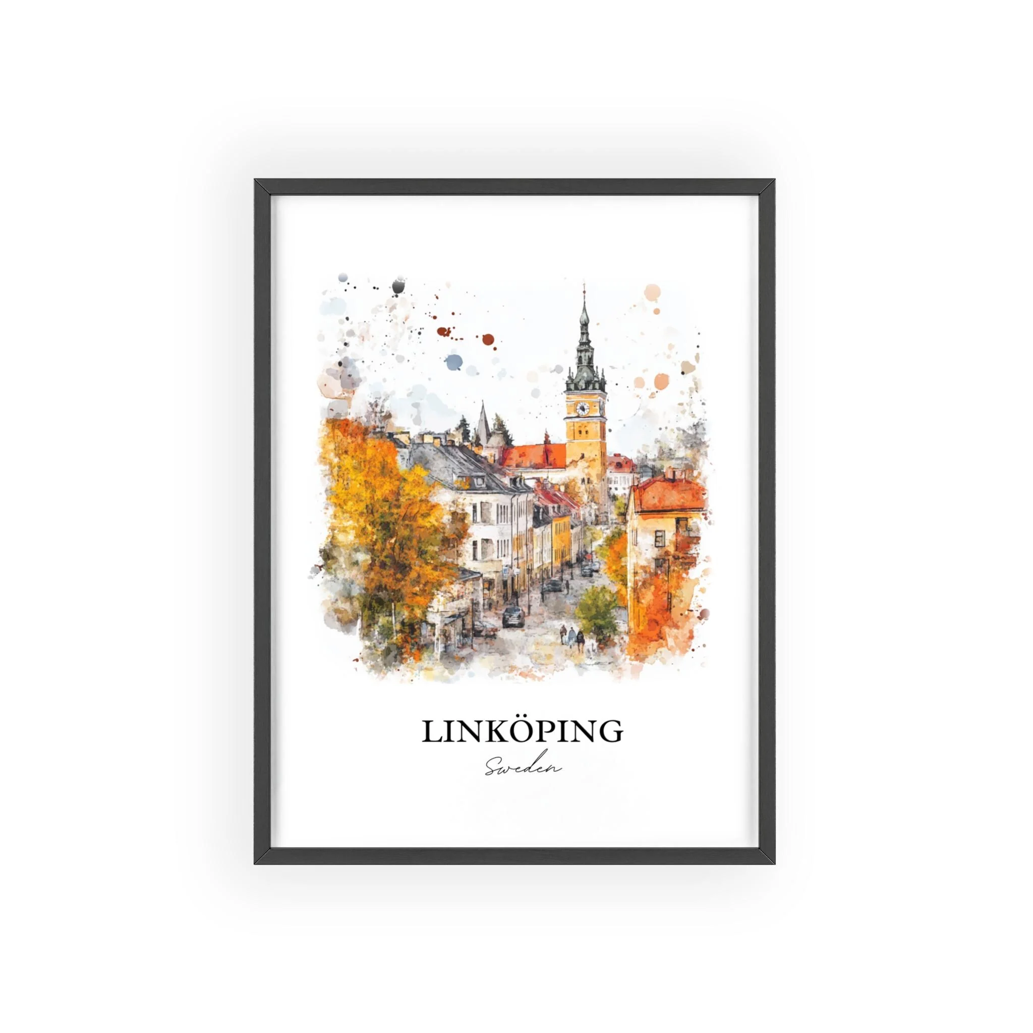 Linköping, Sweden – Watercolor Art Print - Image 7