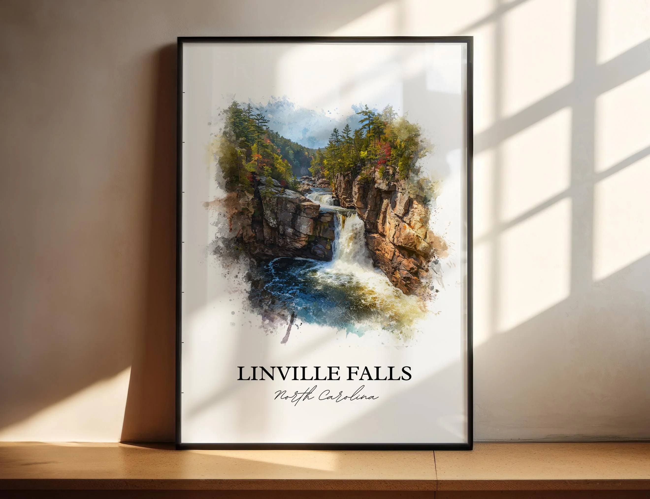 Linville Falls, North Carolina, USA – Watercolor Art Print