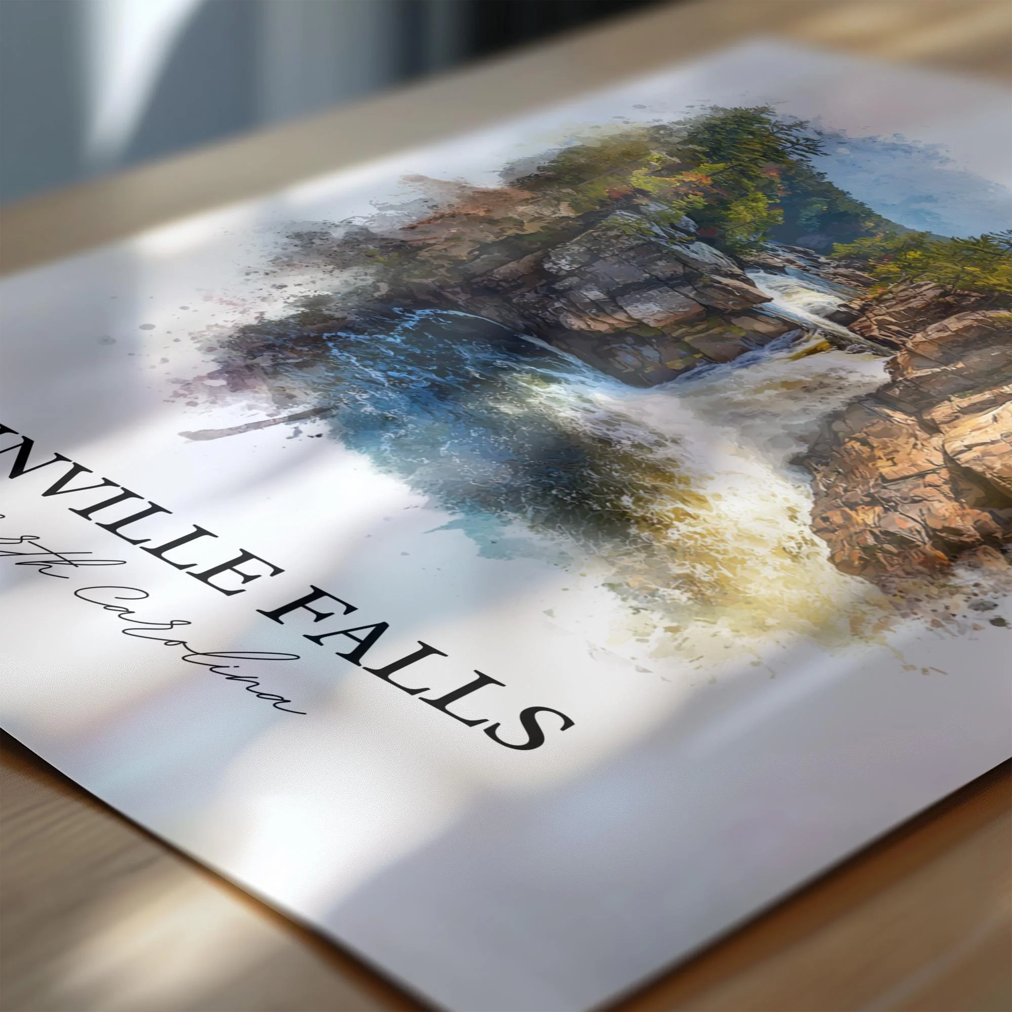 Linville Falls, North Carolina, USA – Watercolor Art Print - Image 2
