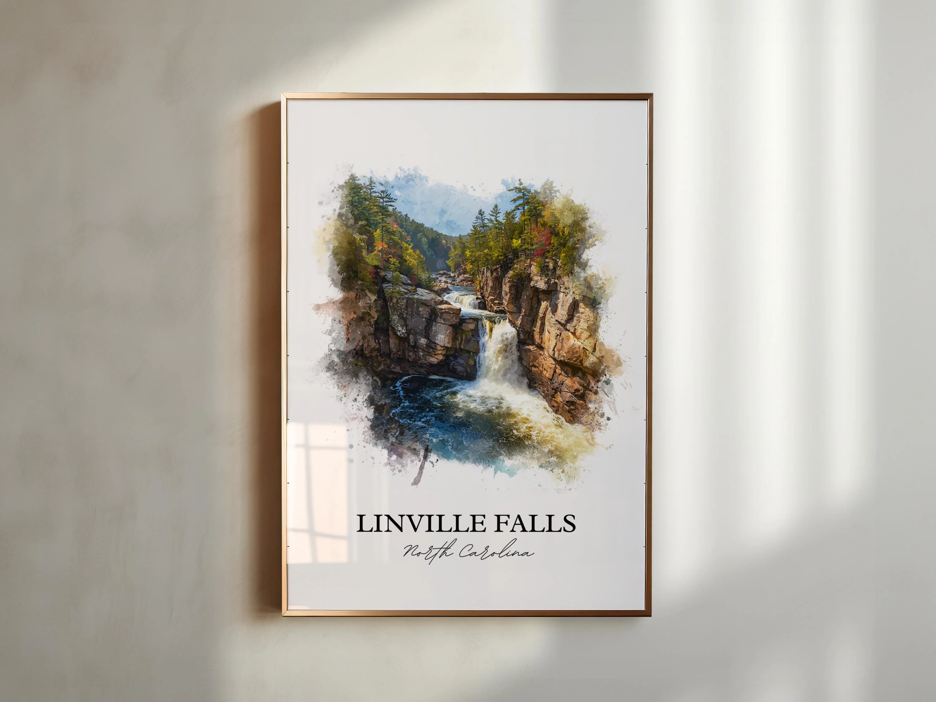 Linville Falls, North Carolina, USA – Watercolor Art Print - Image 5