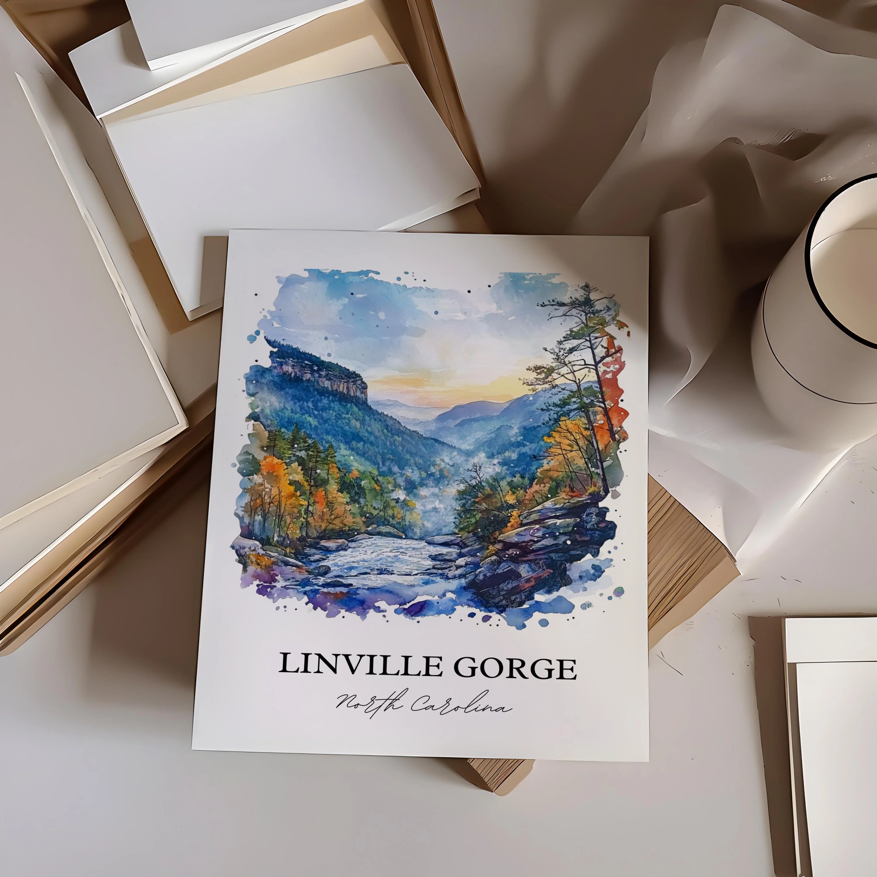 Linville Gorge, NC, USA – Watercolor Art Print - Image 4