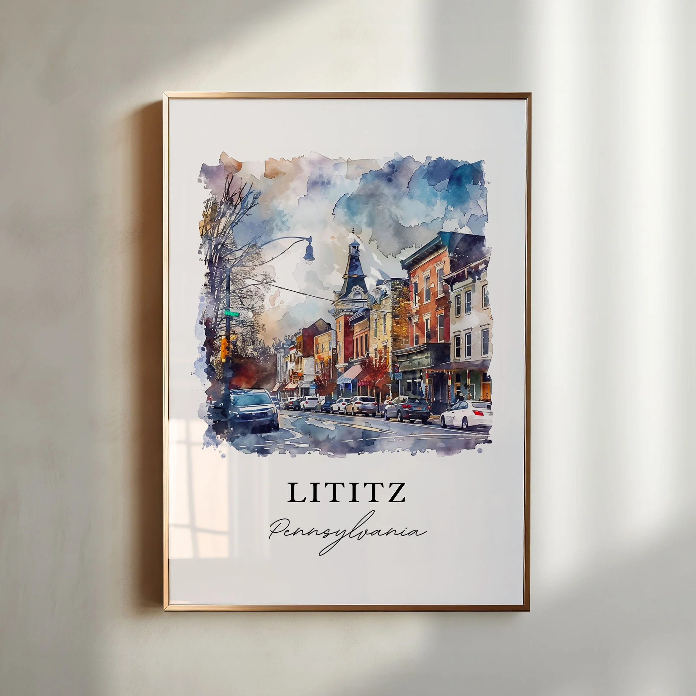 Lititz, Pennsylvania, Pennsylvania – Watercolor Art Print
