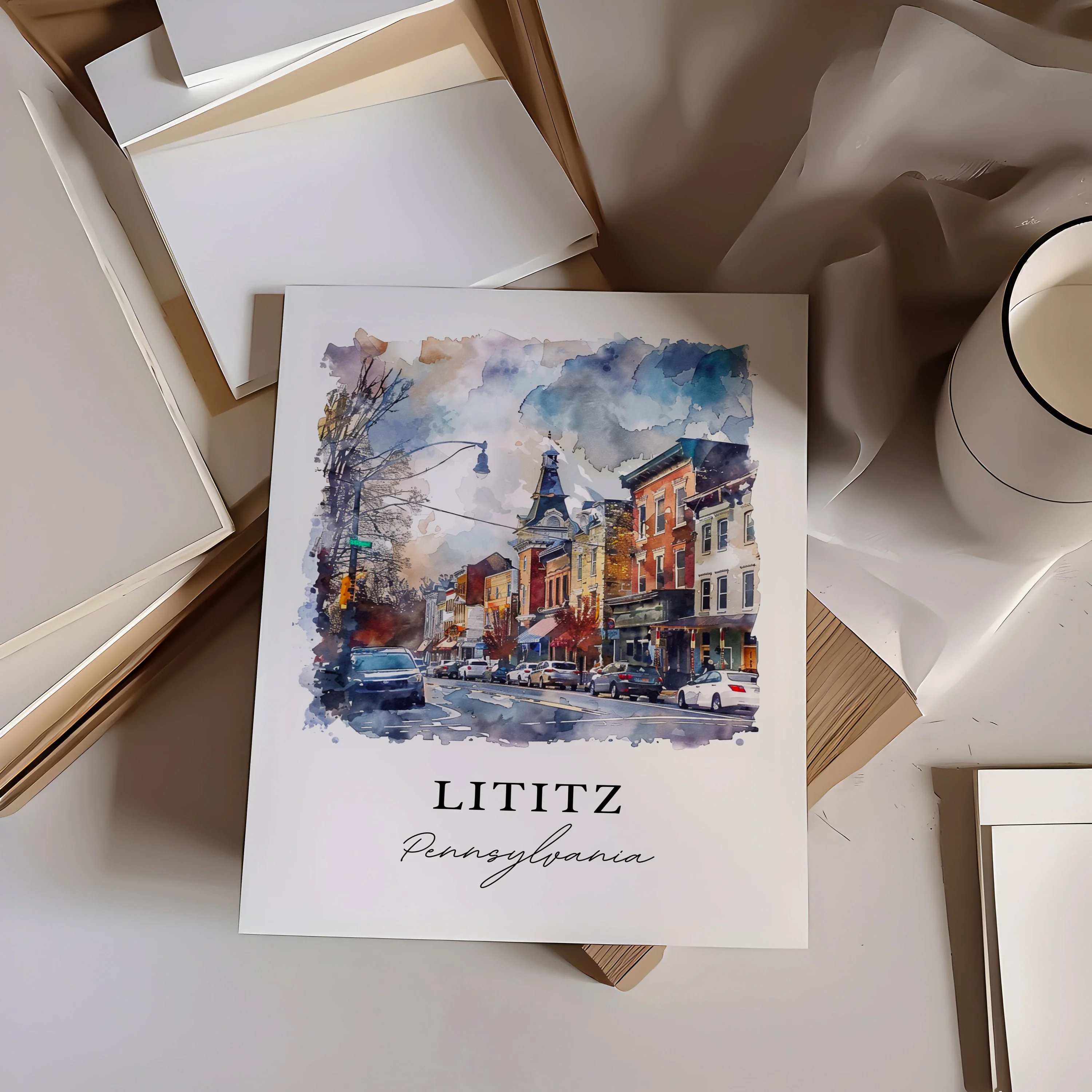 Lititz, Pennsylvania, Pennsylvania – Watercolor Art Print - Image 2