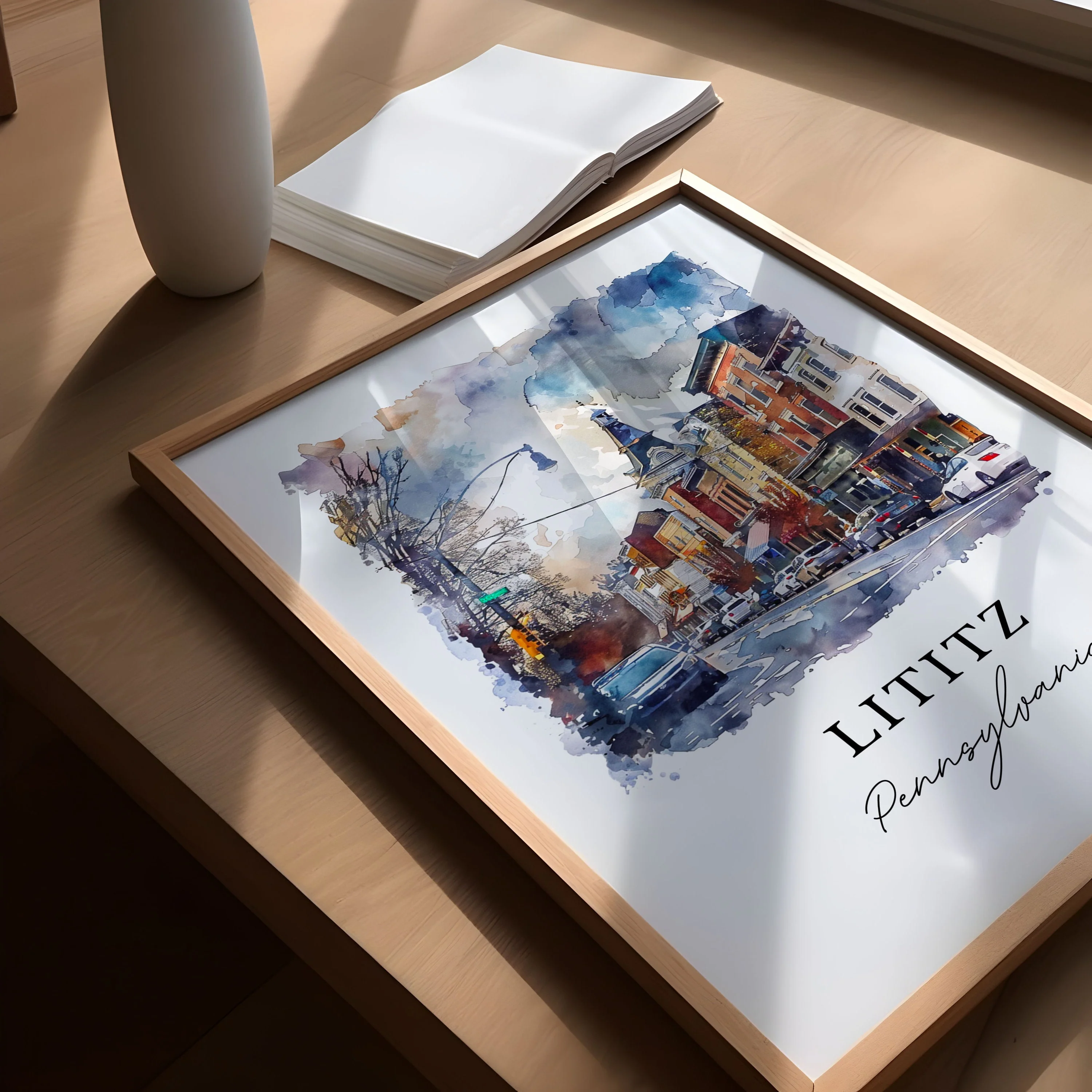 Lititz, Pennsylvania, Pennsylvania – Watercolor Art Print - Image 3