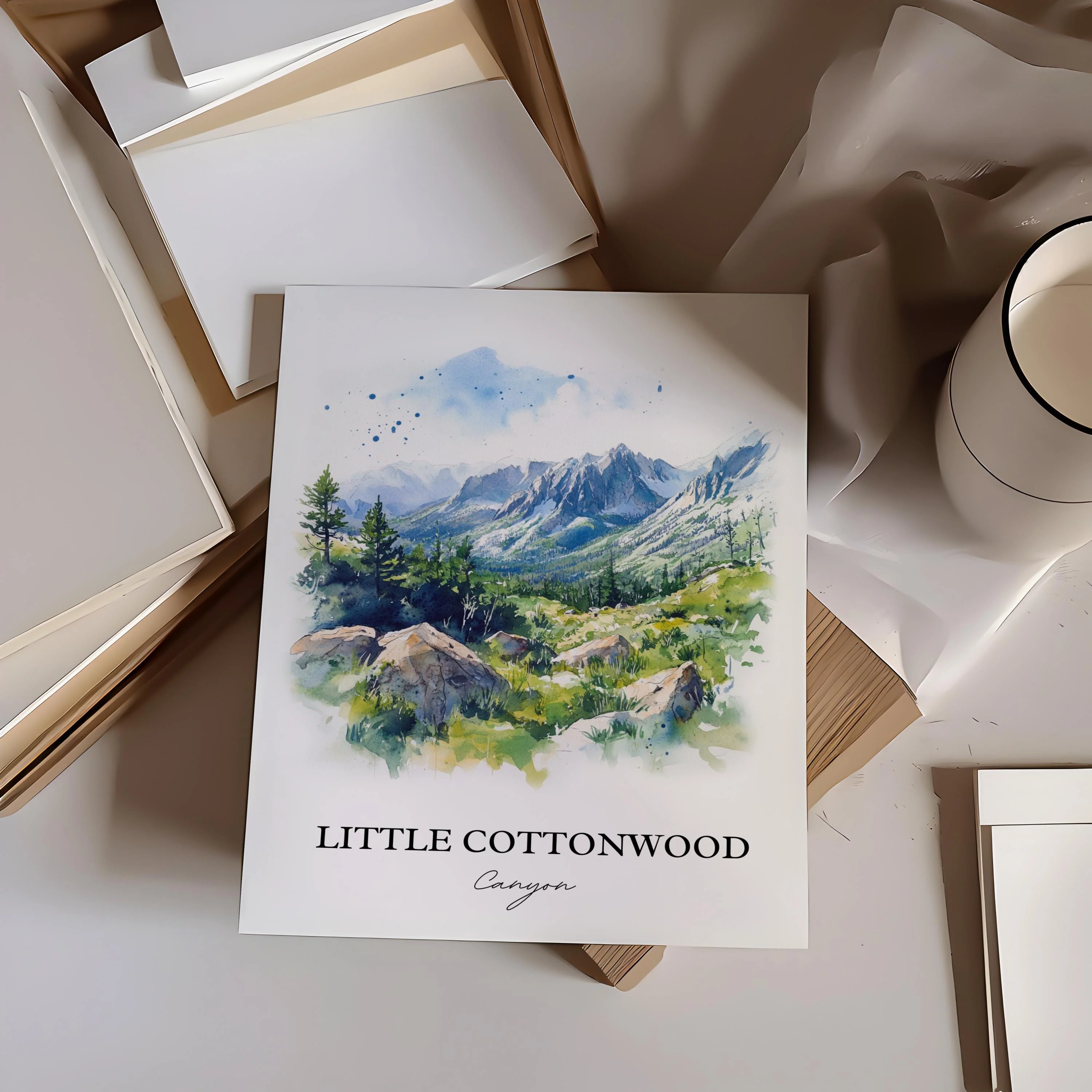Little Cottonwood Canyon, USA – Watercolor Art Print - Image 5