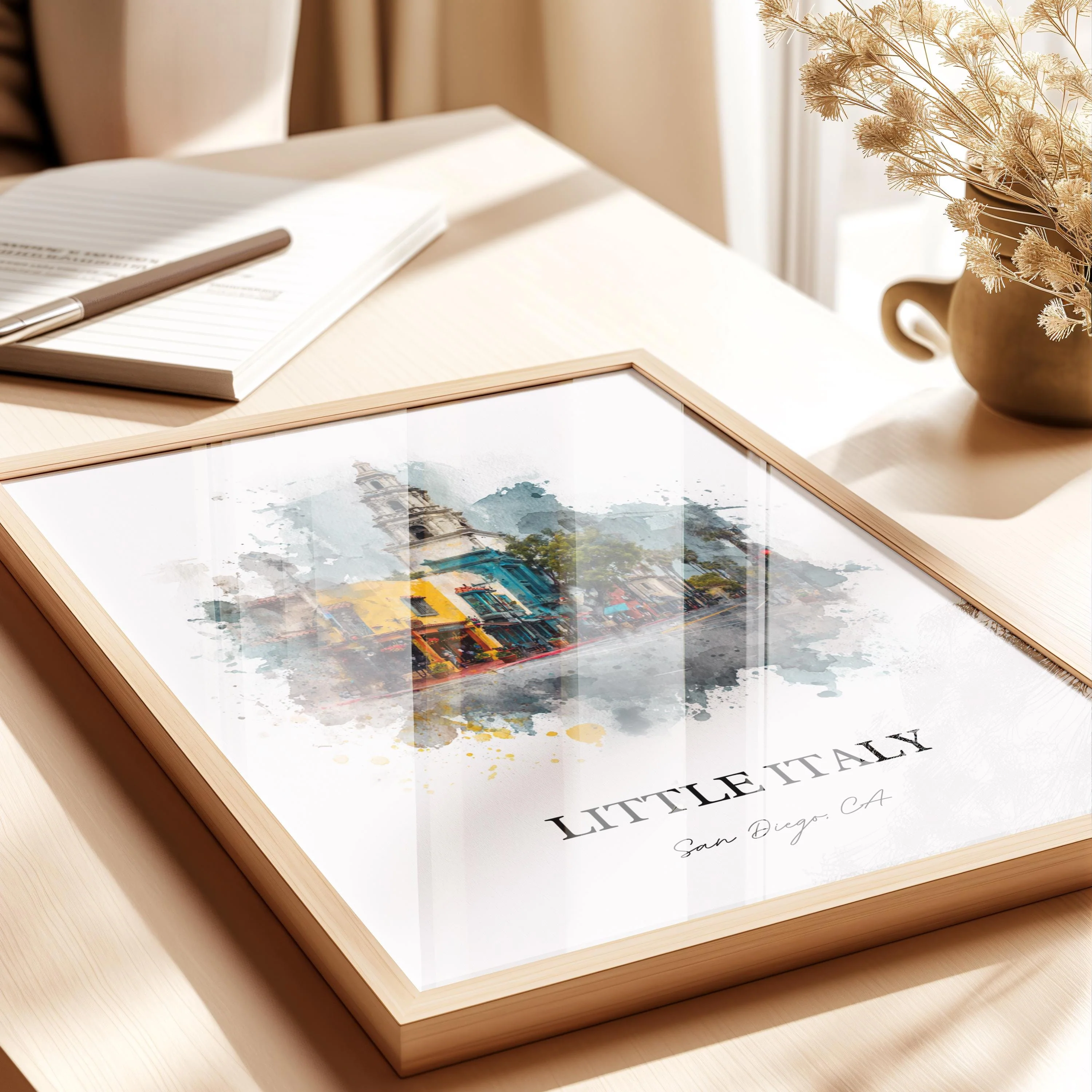 Little Italy, California – Watercolor Art Print - Image 3
