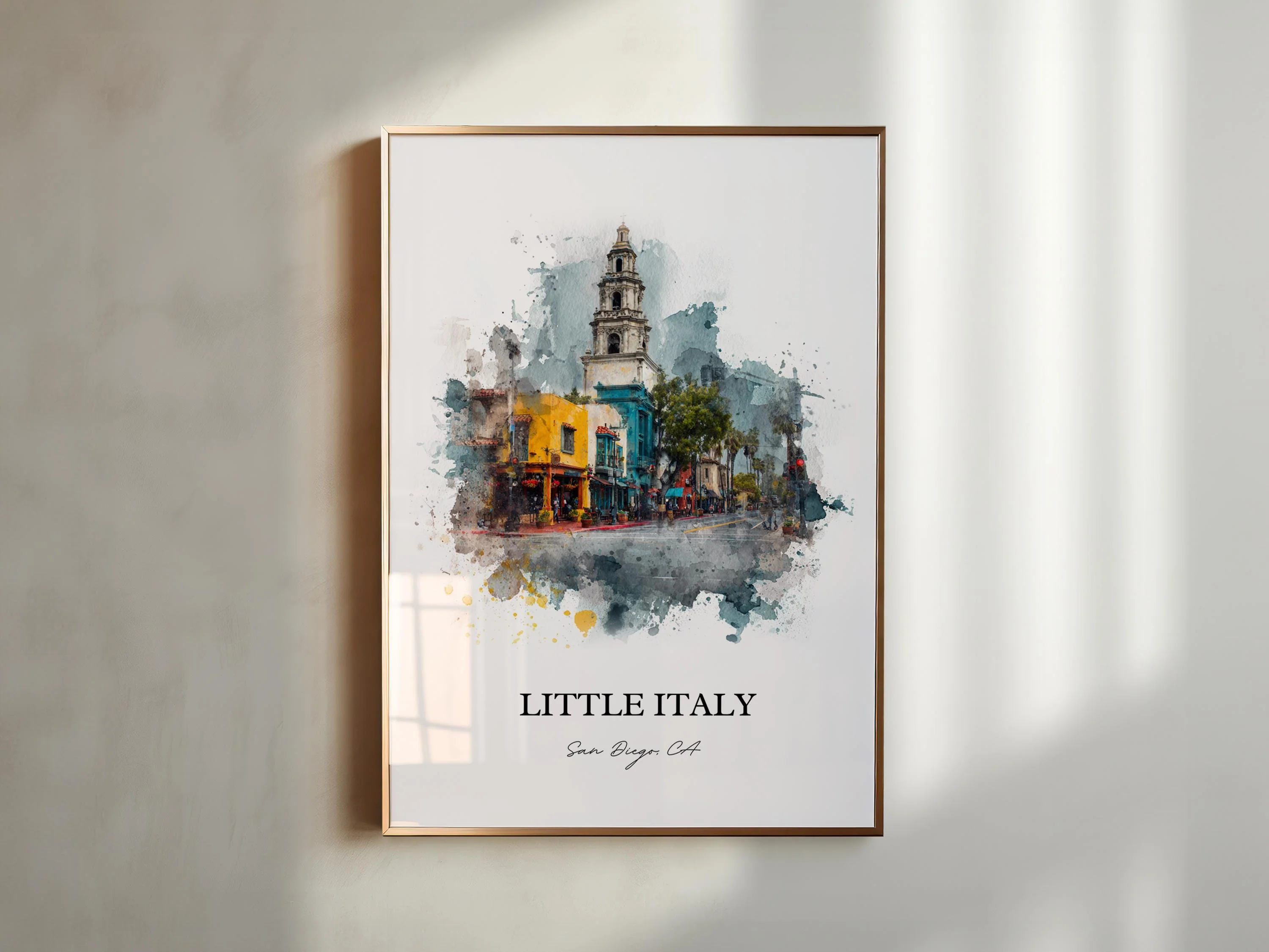 Little Italy, California – Watercolor Art Print - Image 4