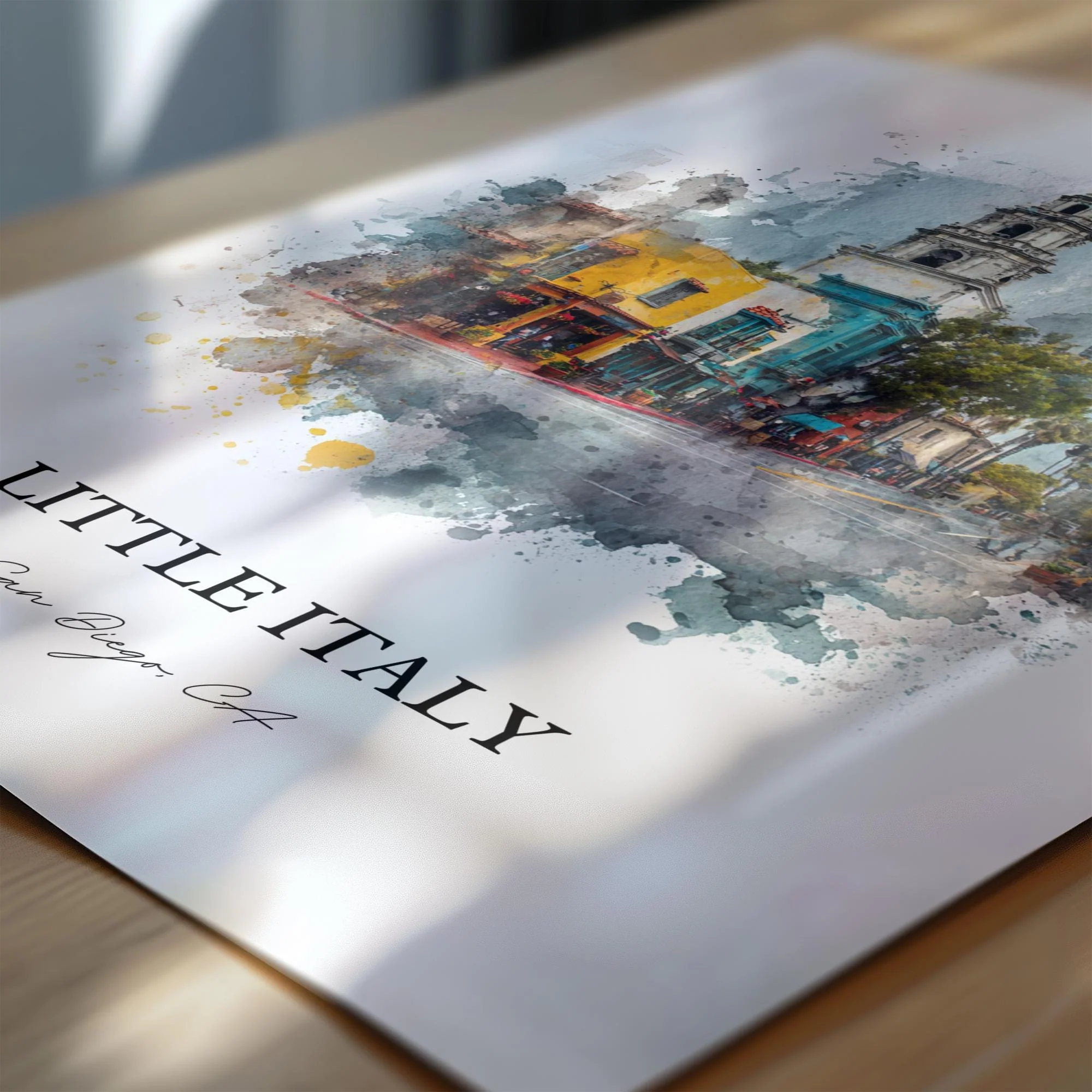 Little Italy, California – Watercolor Art Print - Image 7