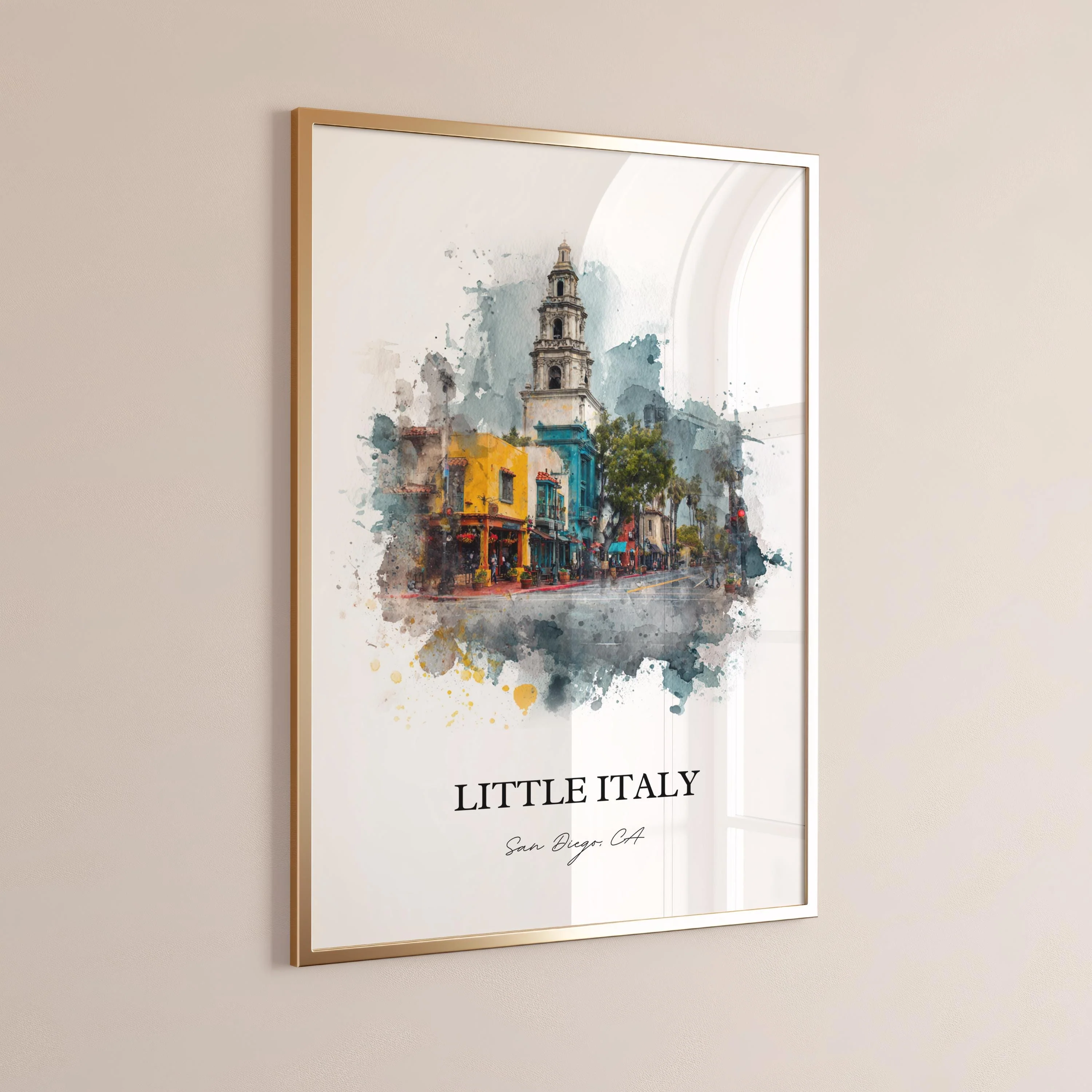 Little Italy, California – Watercolor Art Print - Image 8