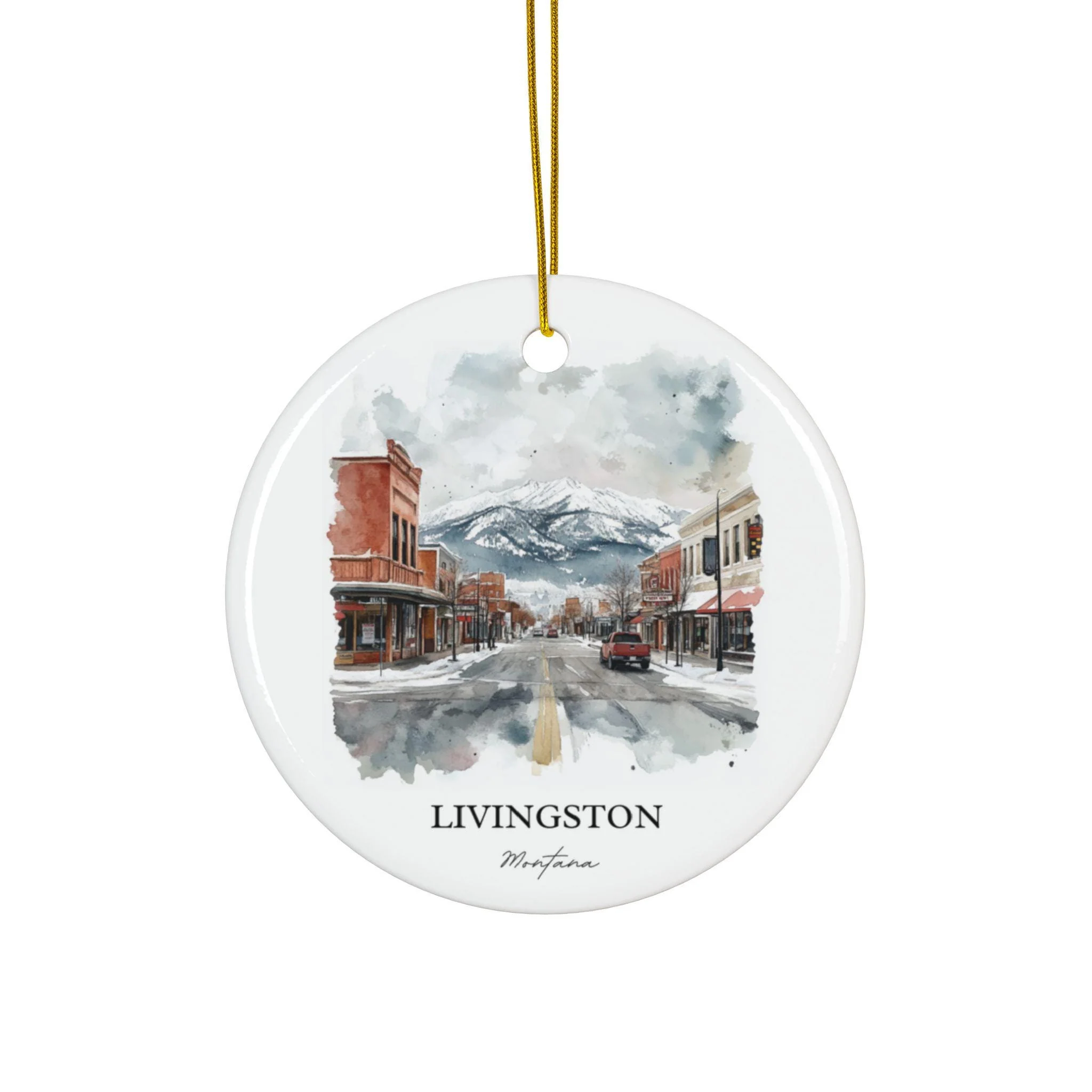 Livingston MT Ornament: Unique Livingston Montana Souvenir, Montana Xmas Decor, and Authentic Montana Gift