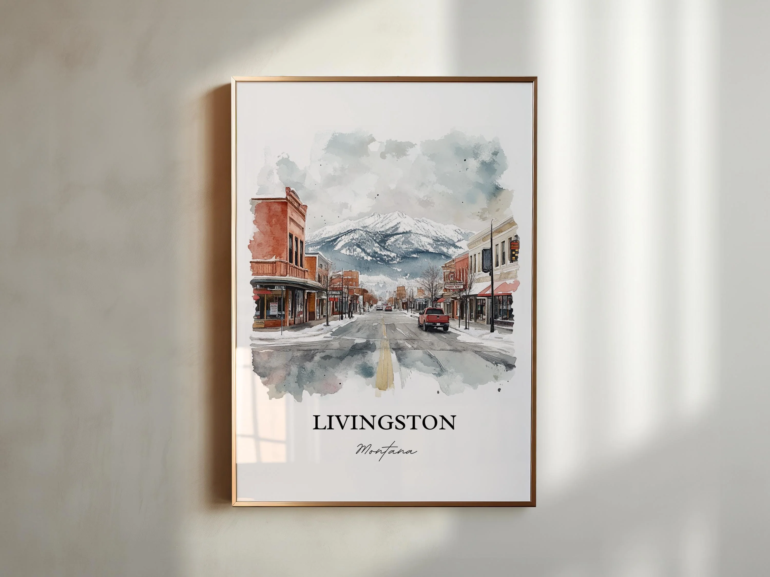 Livingston, Montana, USA – Watercolor Art Print of Yellowstone River - Image 6