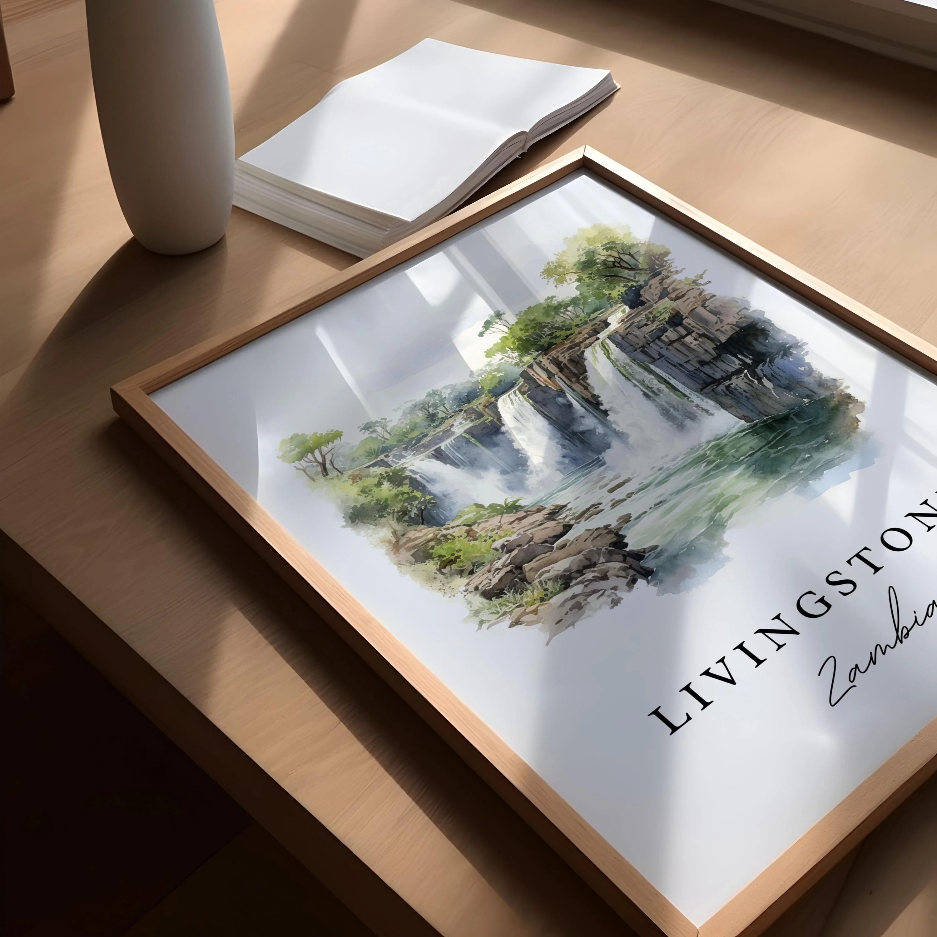 Livingstone, Zambia – Watercolor Art Print - Image 4