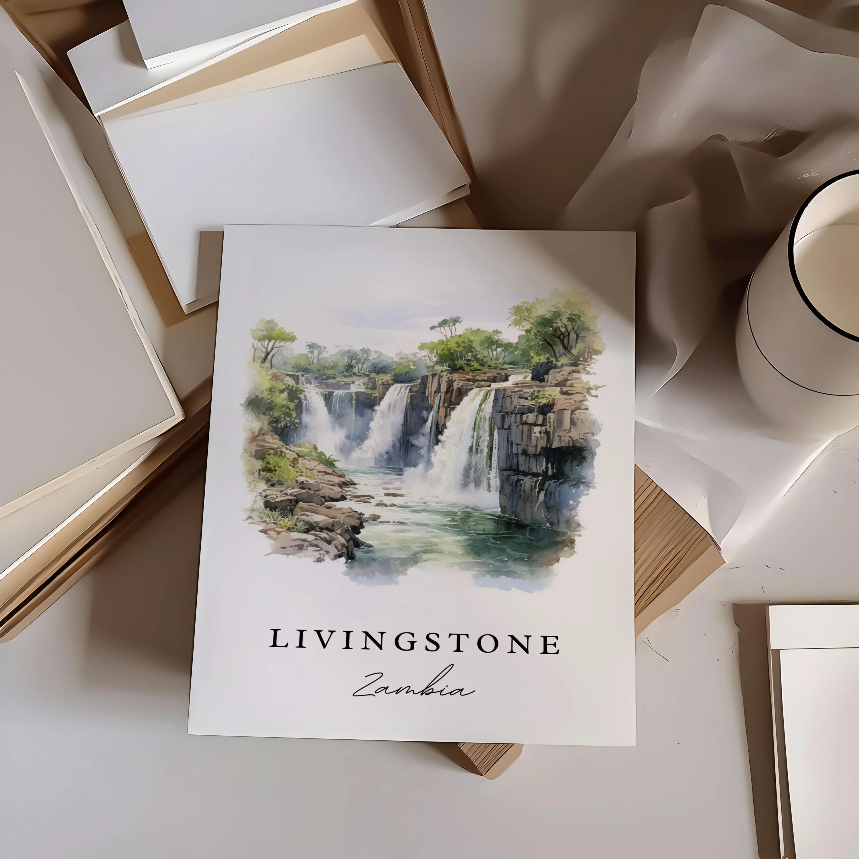 Livingstone, Zambia – Watercolor Art Print - Image 5