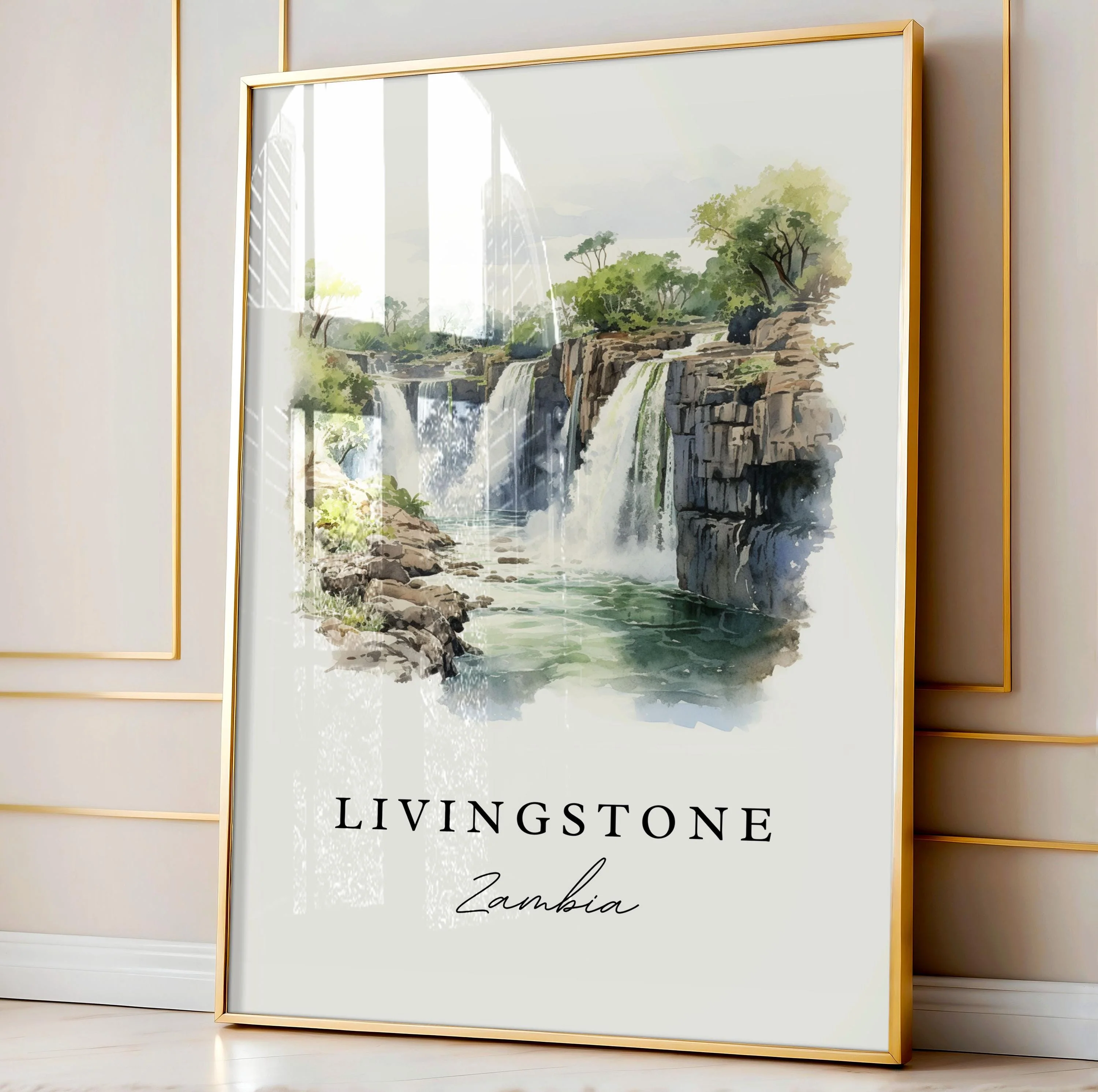 Livingstone, Zambia – Watercolor Art Print - Image 6