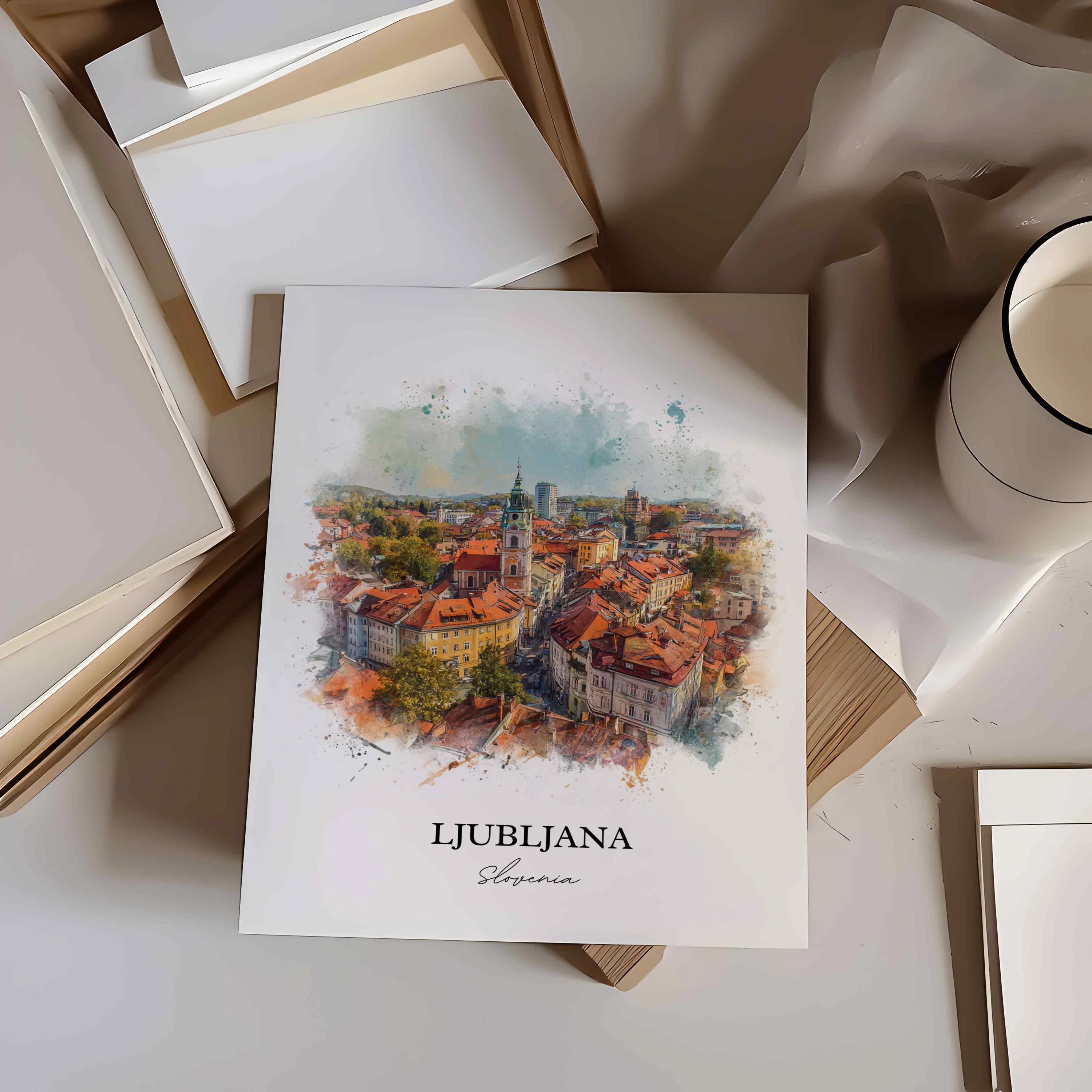 Ljubljana, Slovenia – Watercolor Art Print - Image 2