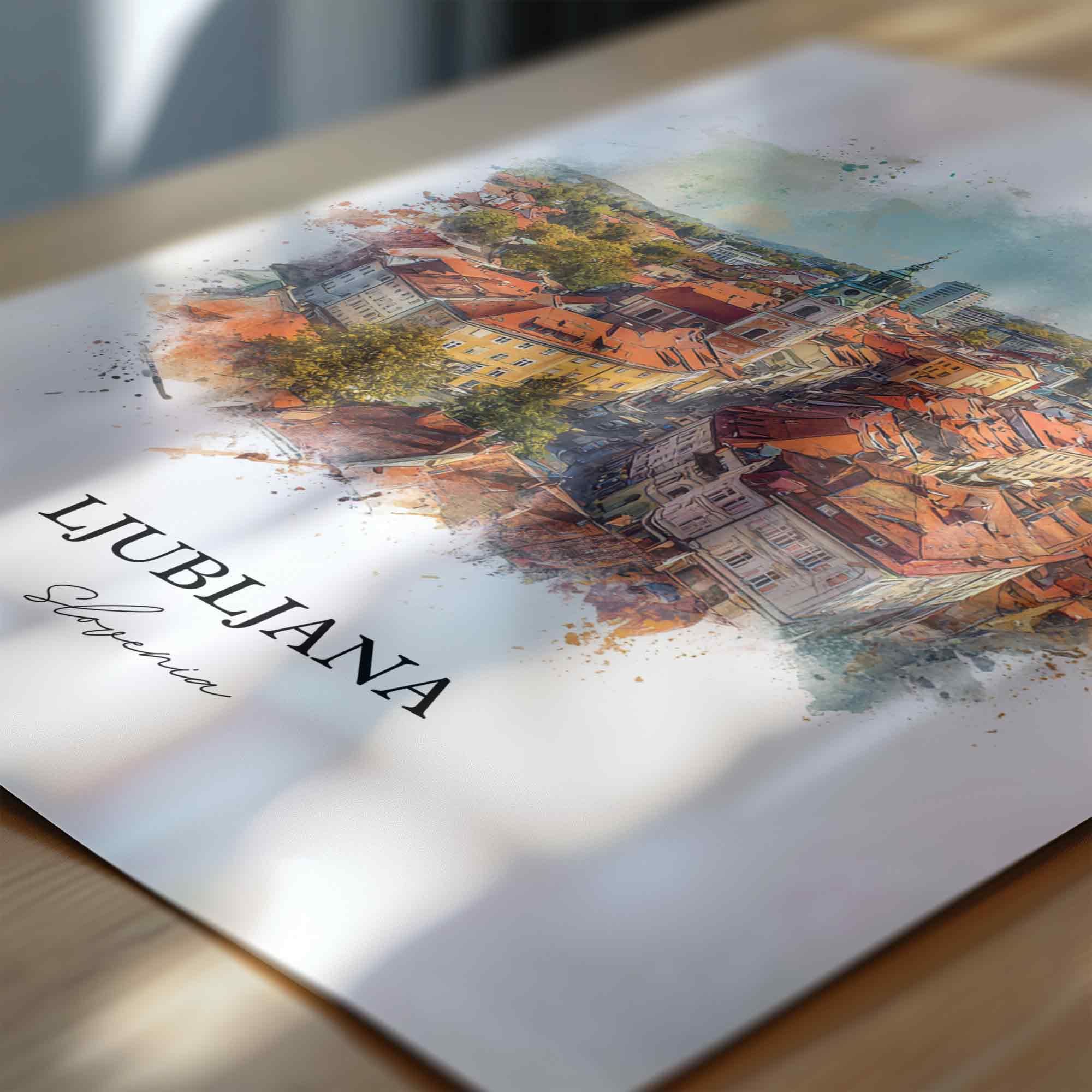 Ljubljana, Slovenia – Watercolor Art Print - Image 9