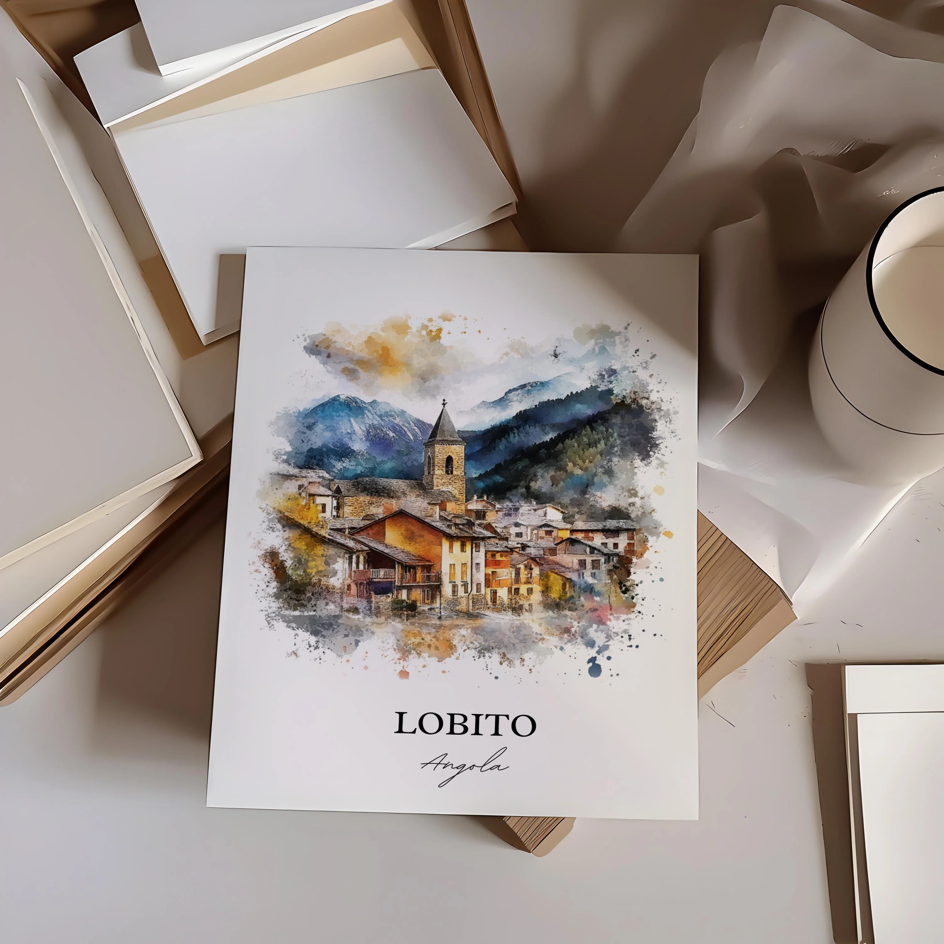 Lobito, Angola – Watercolor Art Print - Image 3