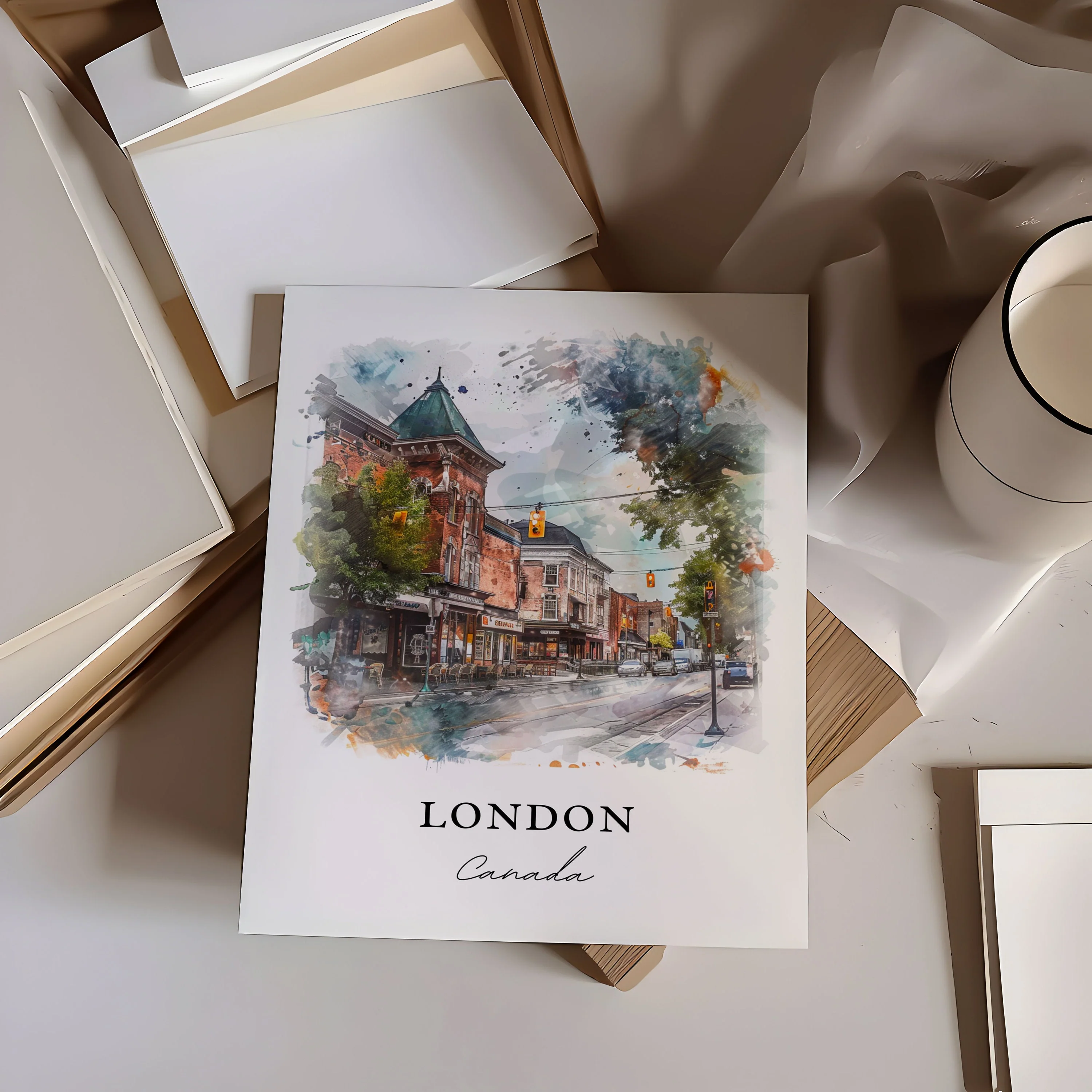 London, Canada – Watercolor Art Print - Image 3
