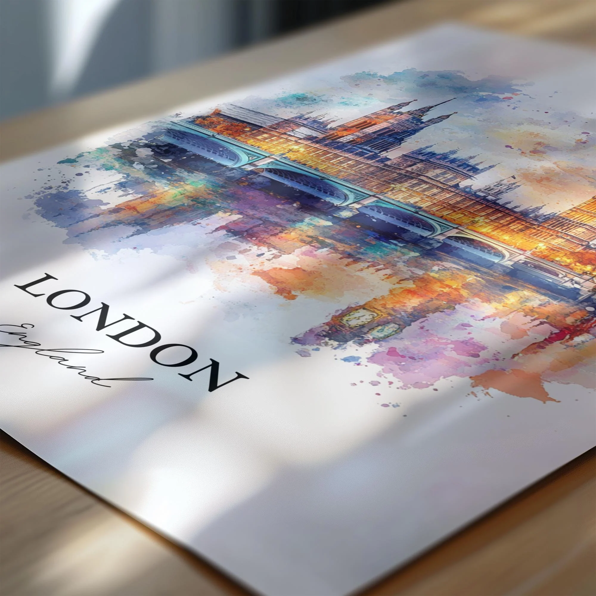 London, England – Watercolor Art Print of Big Ben - Image 2