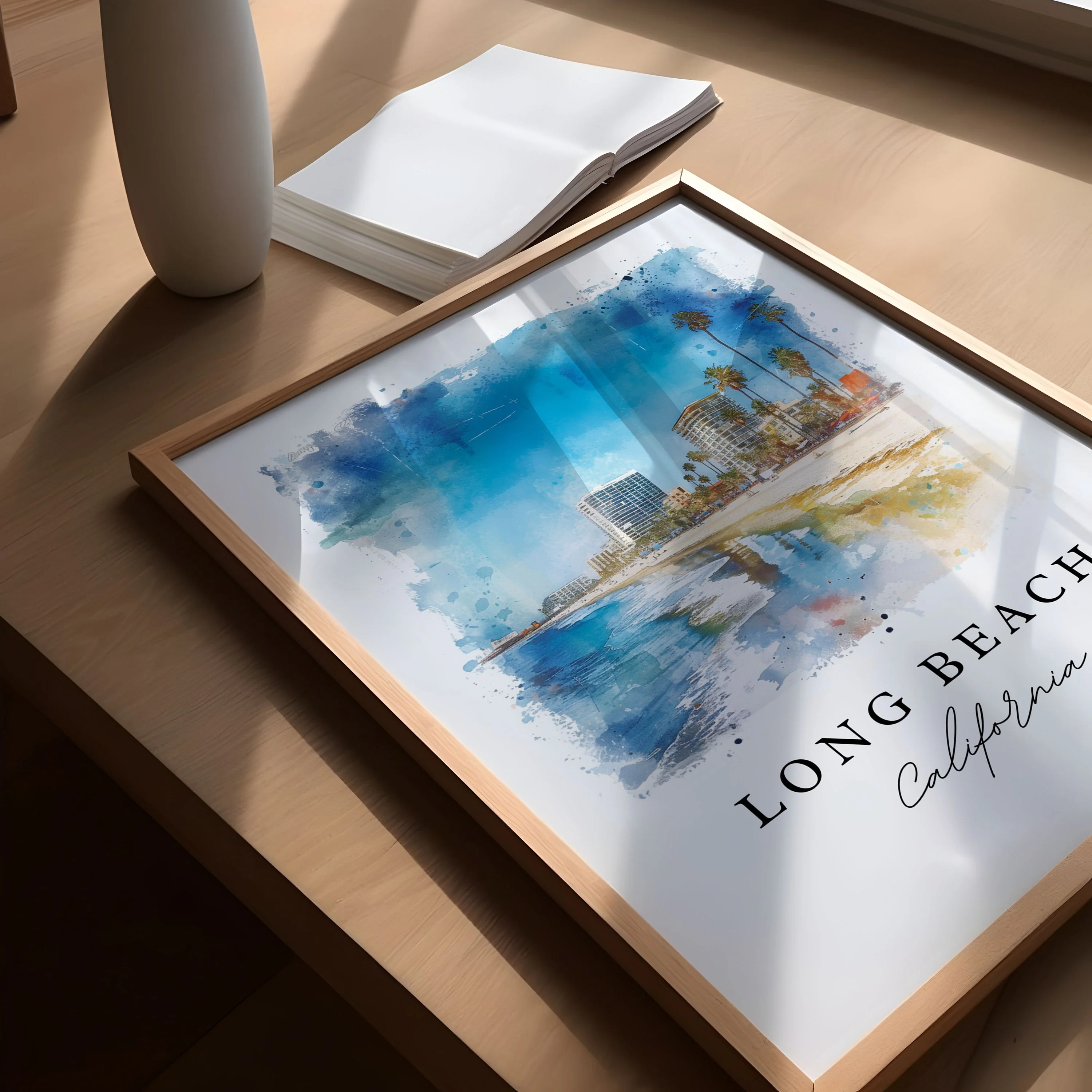 Long Beach, USA – Watercolor Art Print - Image 3