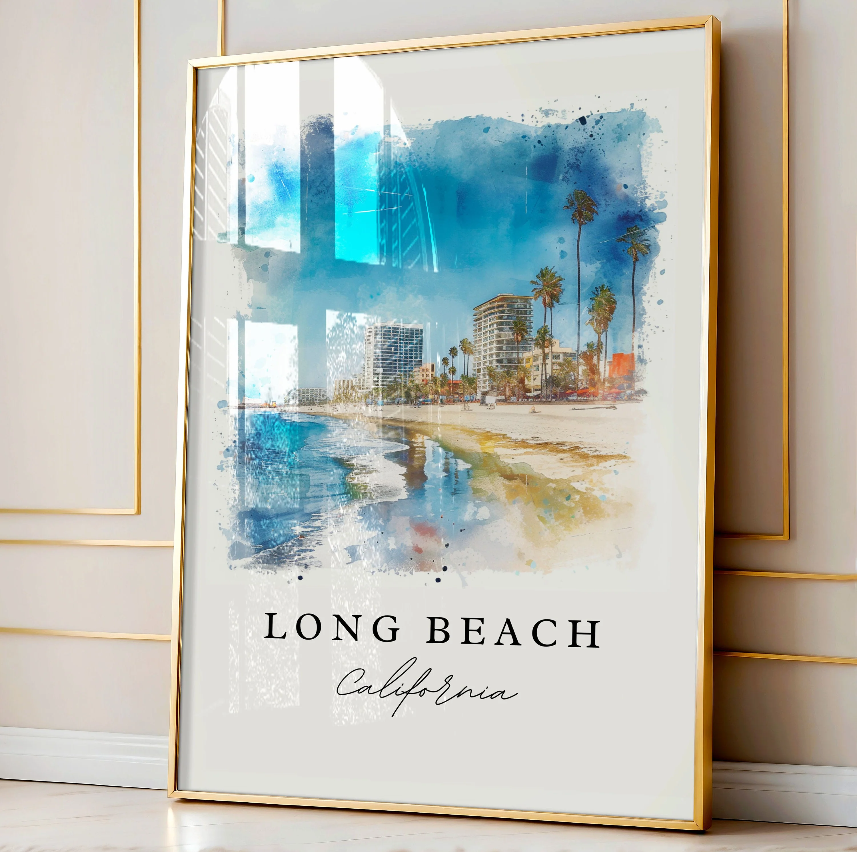 Long Beach, USA – Watercolor Art Print - Image 4
