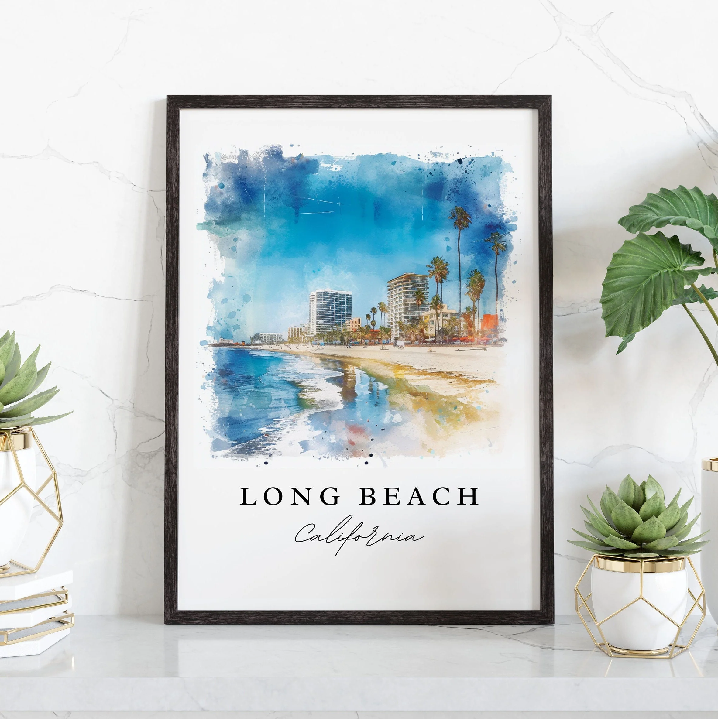 Long Beach, USA – Watercolor Art Print - Image 5