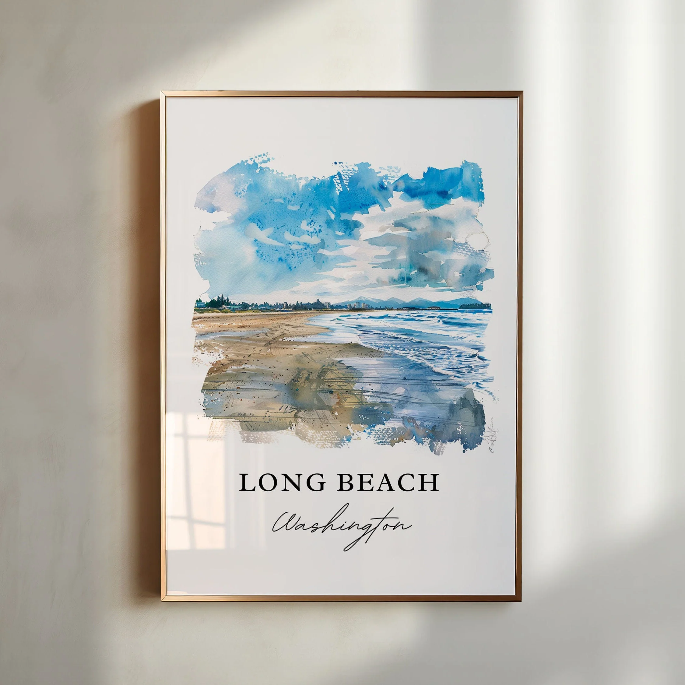 Long Beach, Washington, Washington – Watercolor Art Print