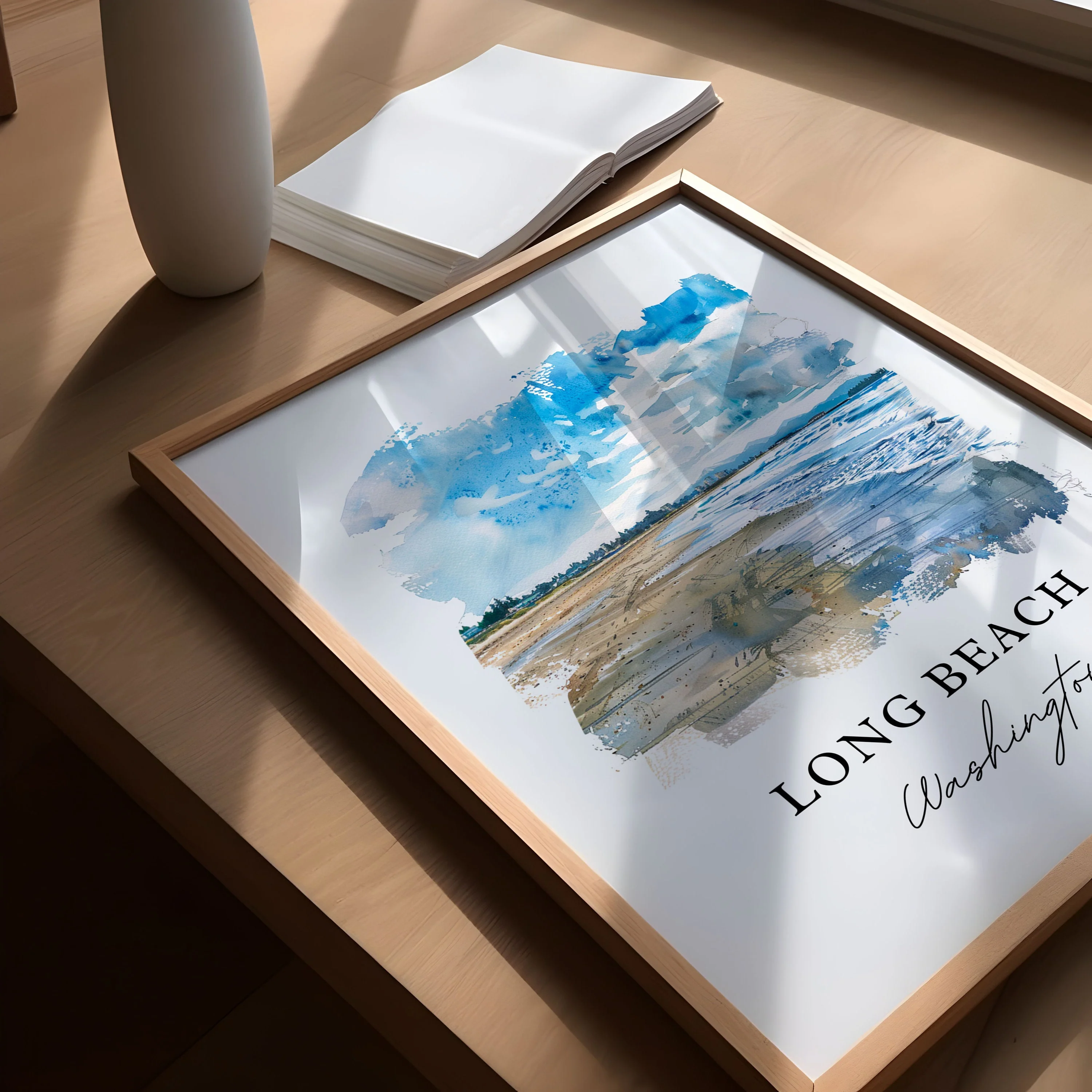 Long Beach, Washington, Washington – Watercolor Art Print - Image 3