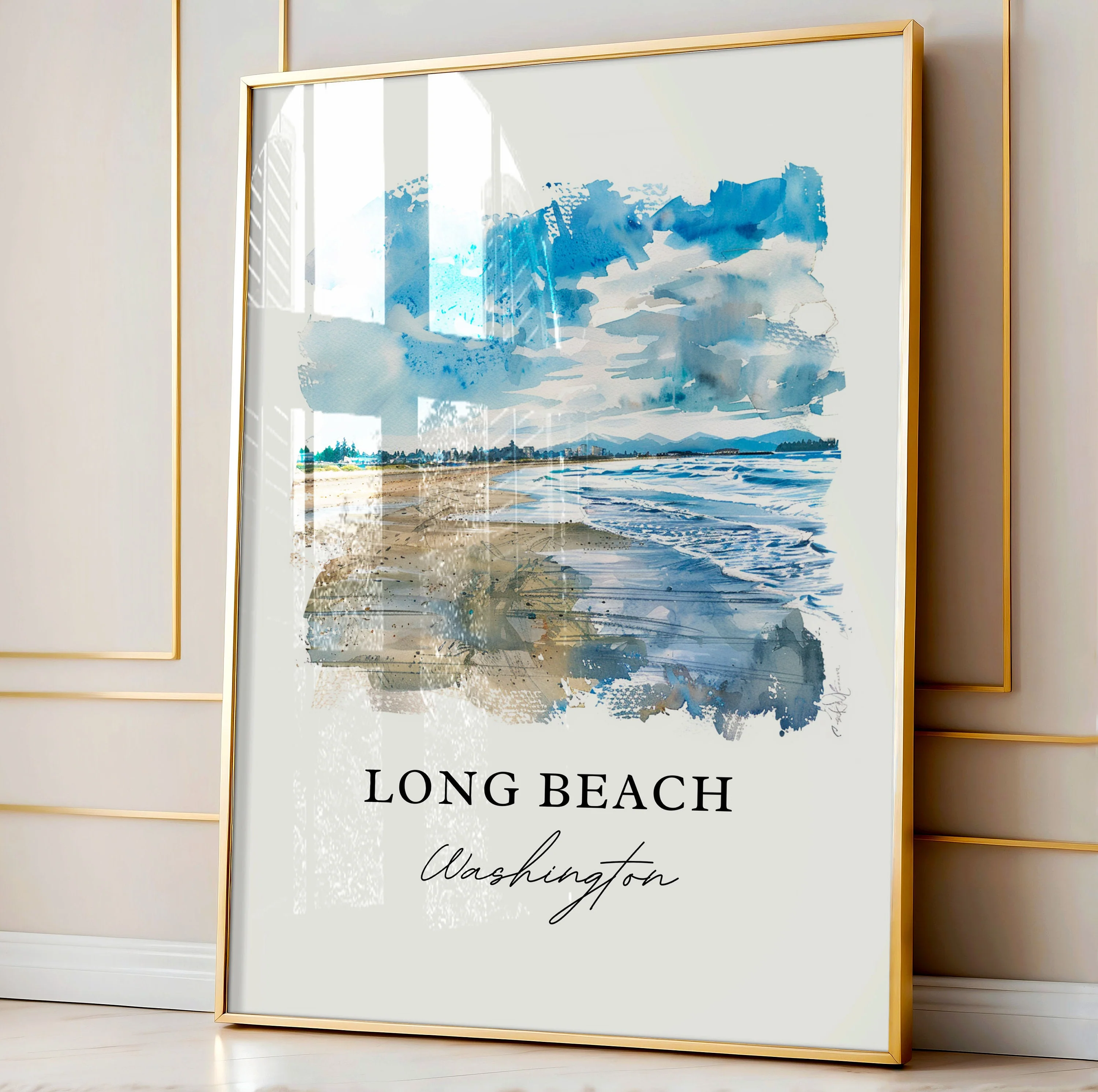Long Beach, Washington, Washington – Watercolor Art Print - Image 4