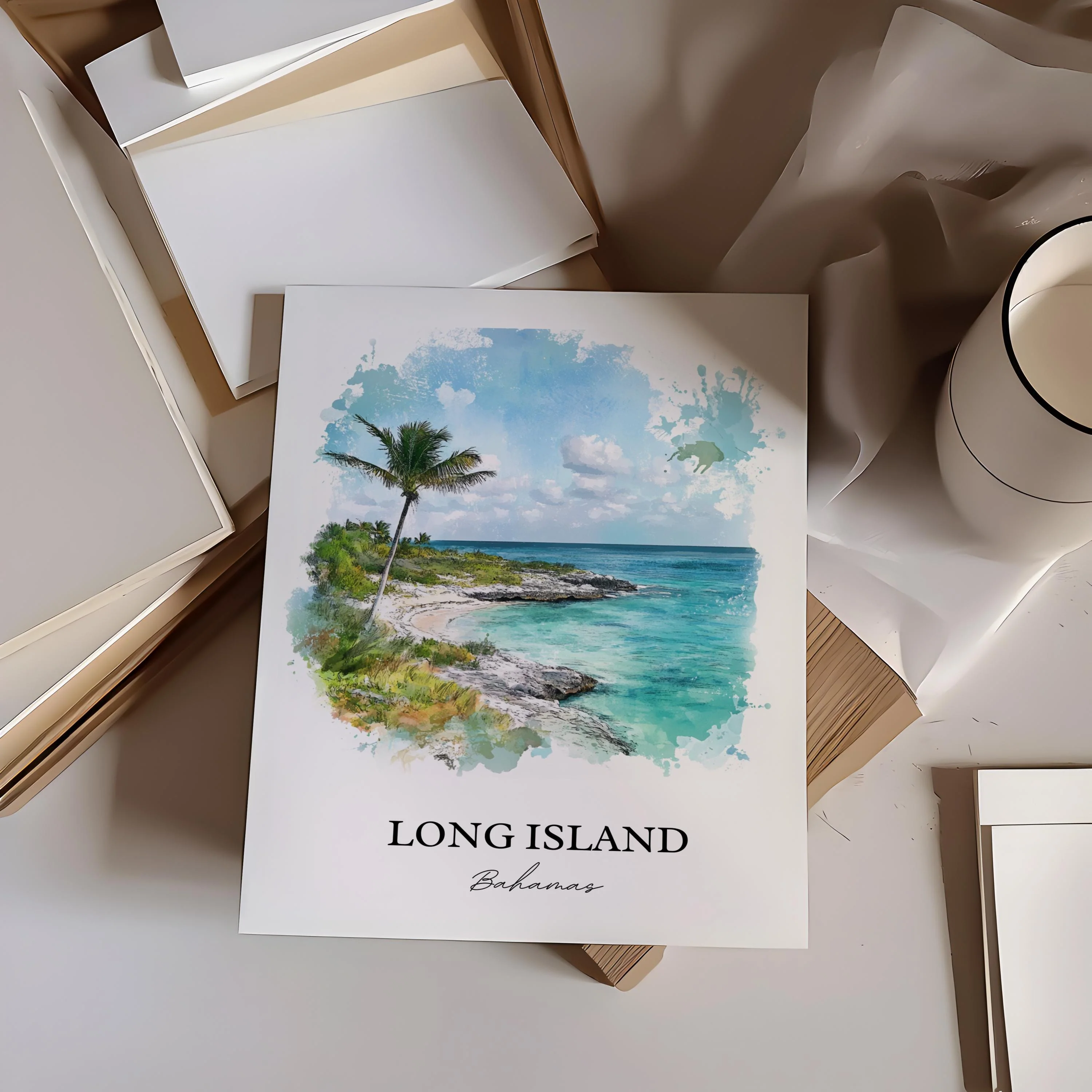 Long Island, Bahamas – Watercolor Art Print - Image 5