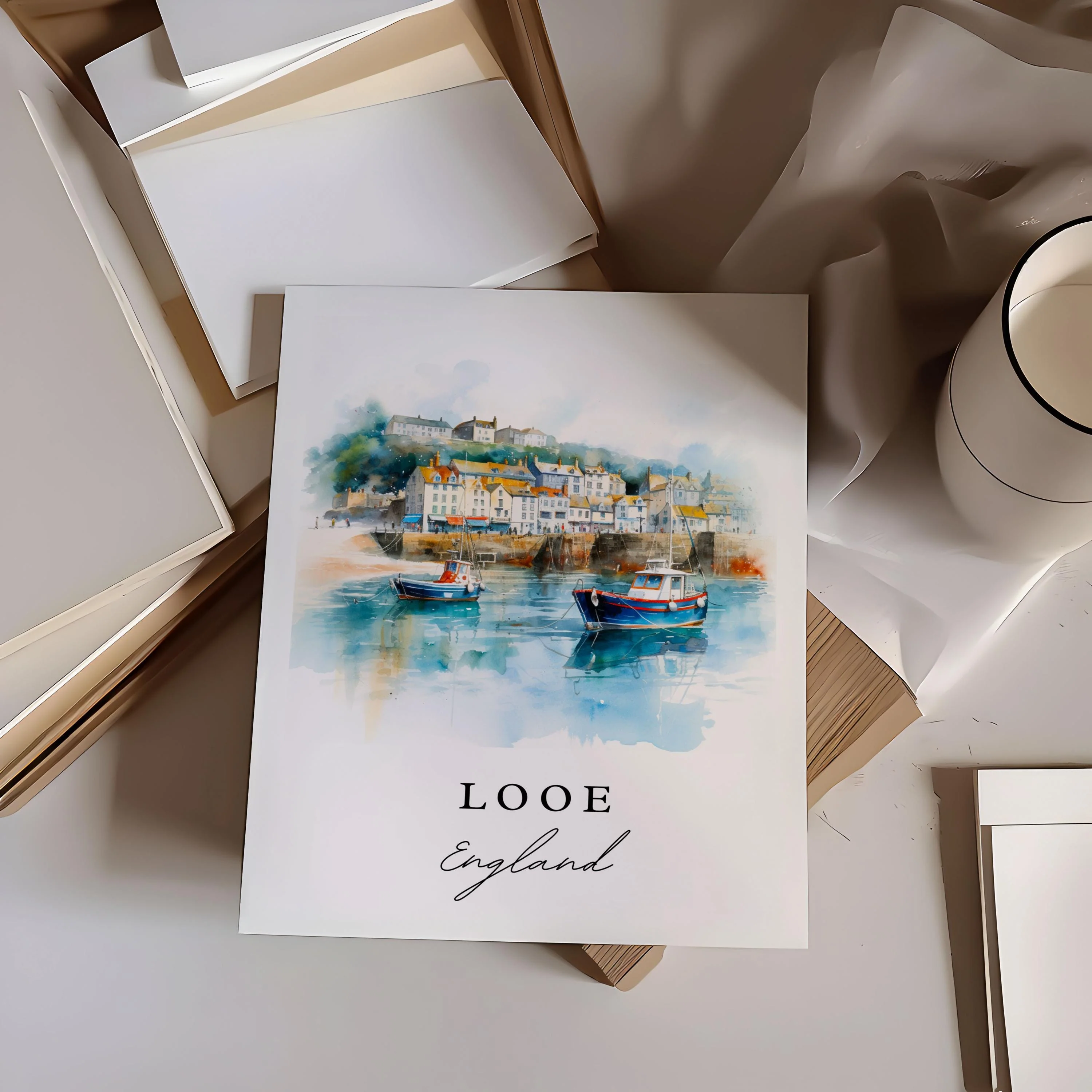 Looe, England – Watercolor Art Print - Image 2
