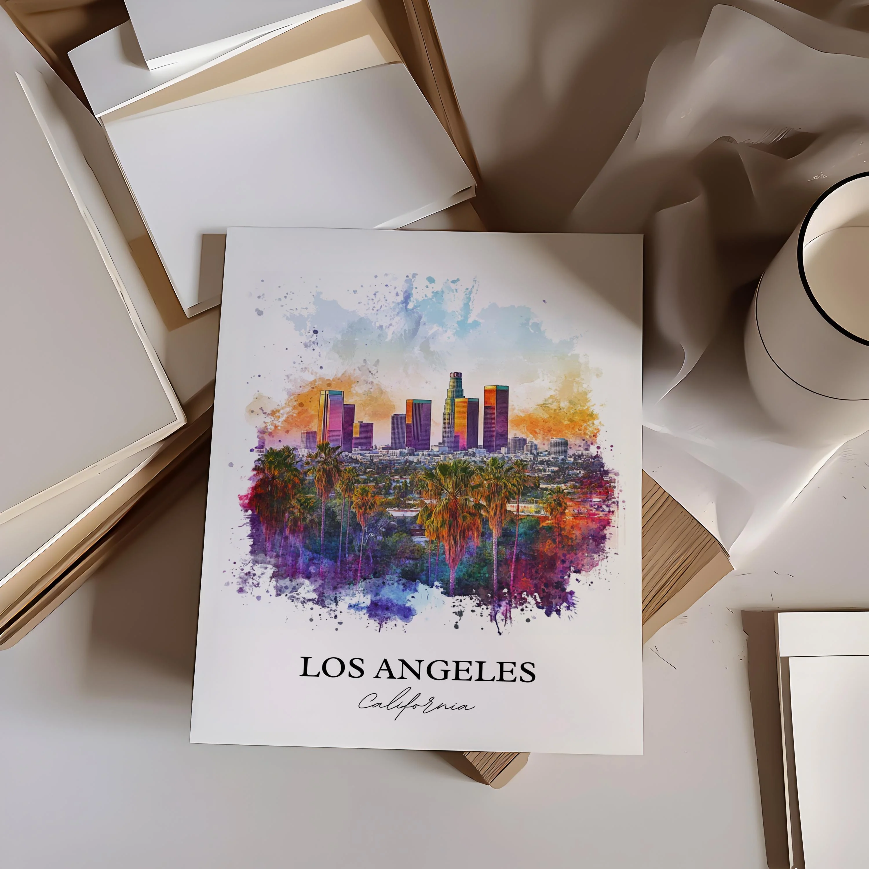 Los Angeles, USA – Watercolor Art Print - Image 4