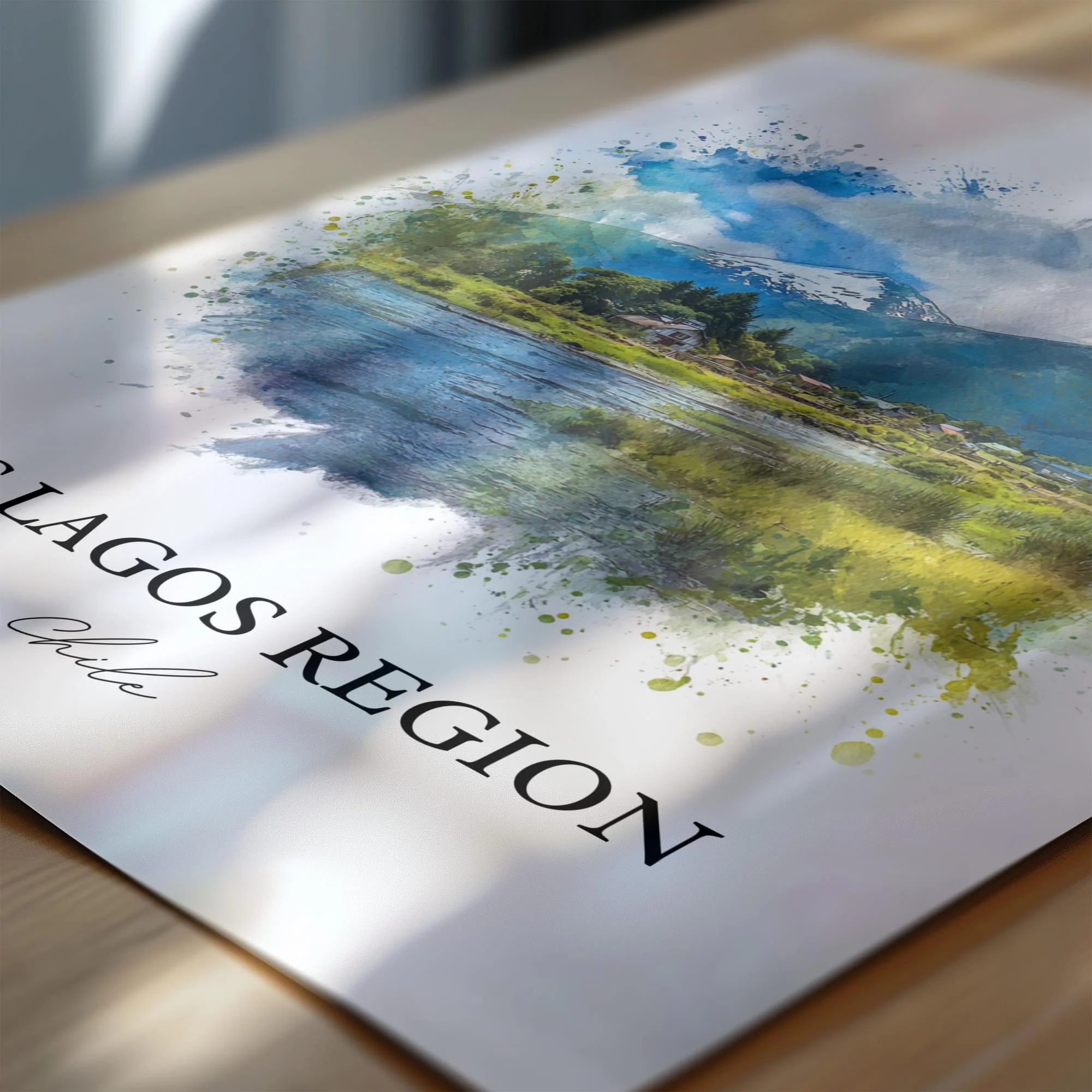 Los Lagos, Chile – Watercolor Art Print - Image 2