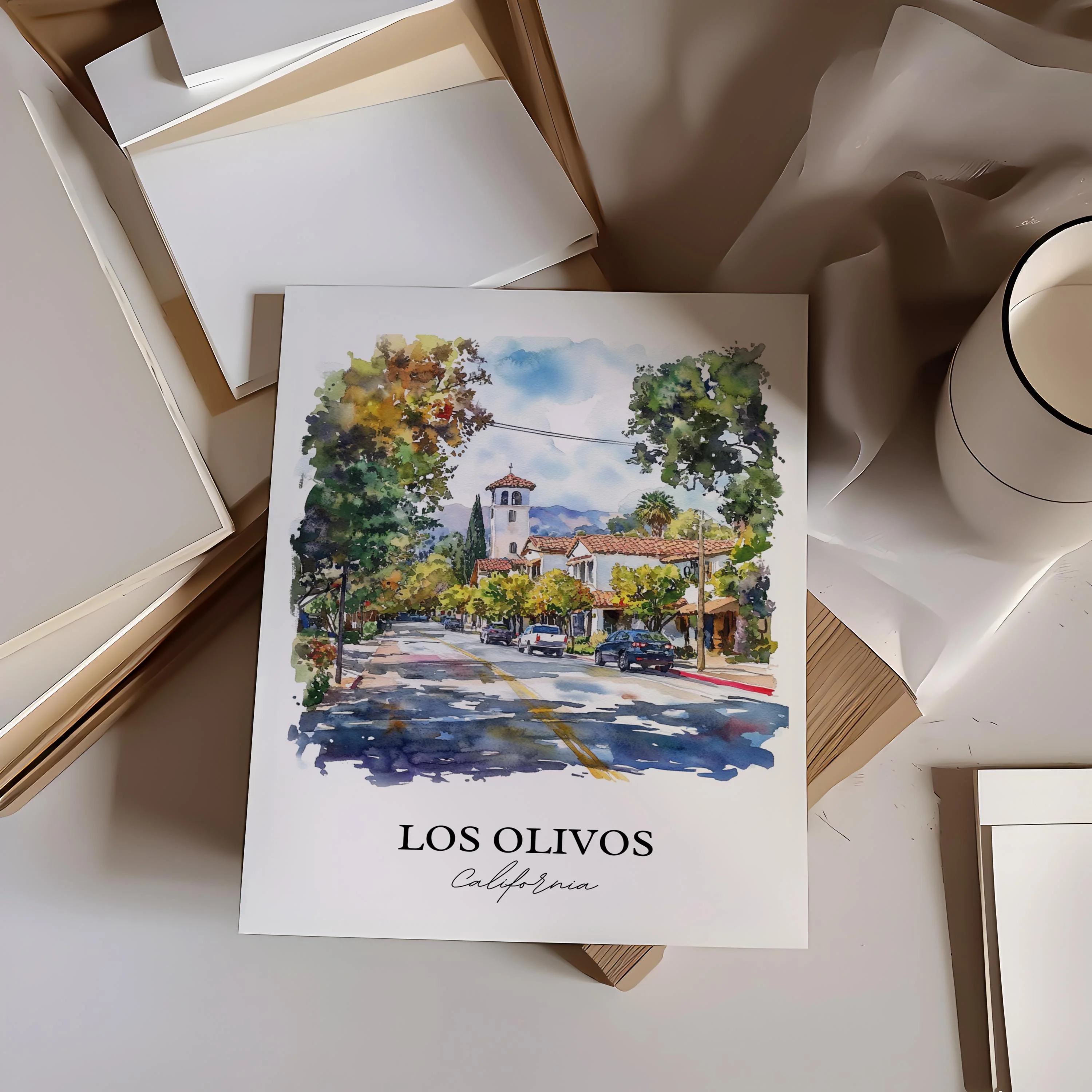 Los Olivos, USA – Watercolor Art Print - Image 5