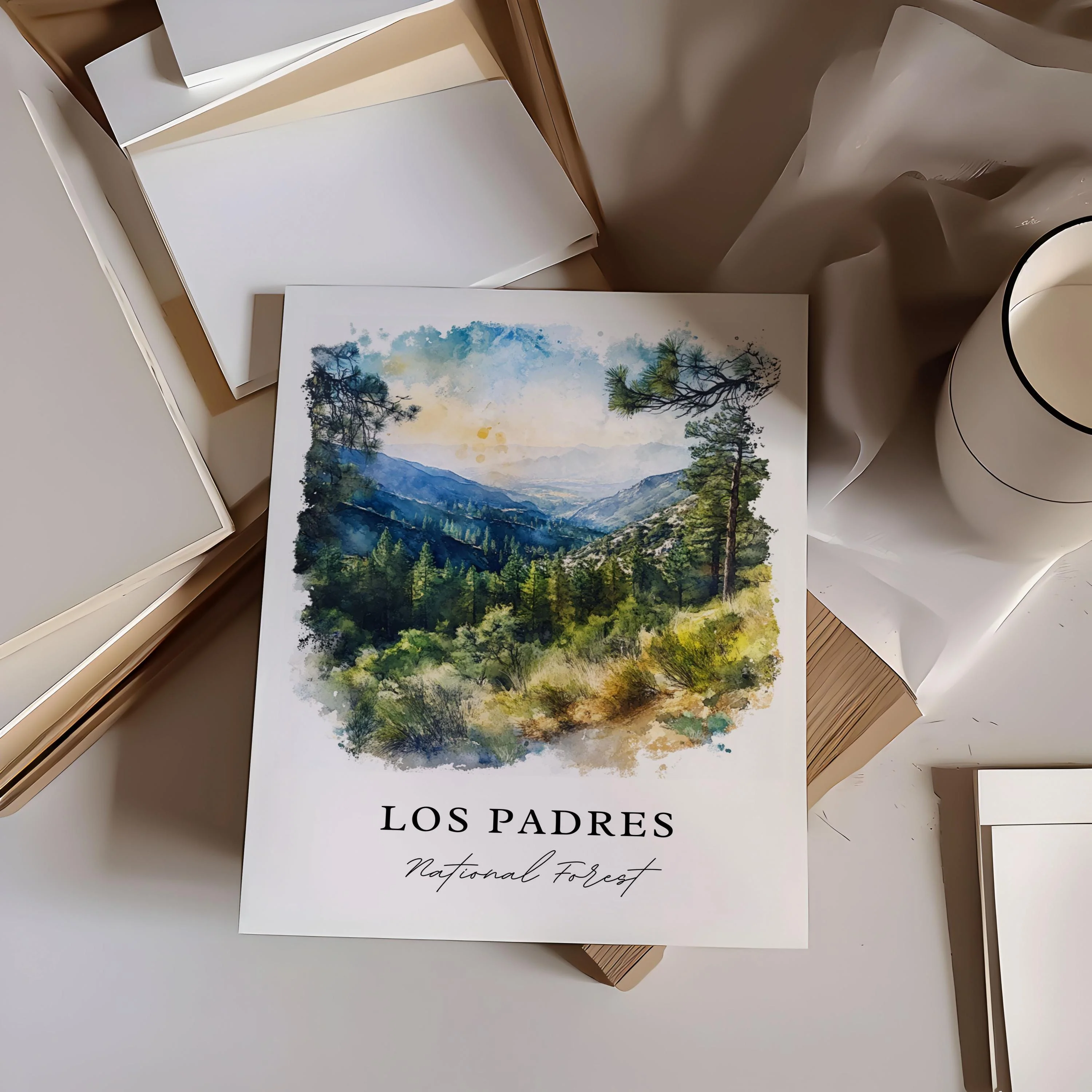 Los Padres National Forest, USA – Watercolor Art Print - Image 3