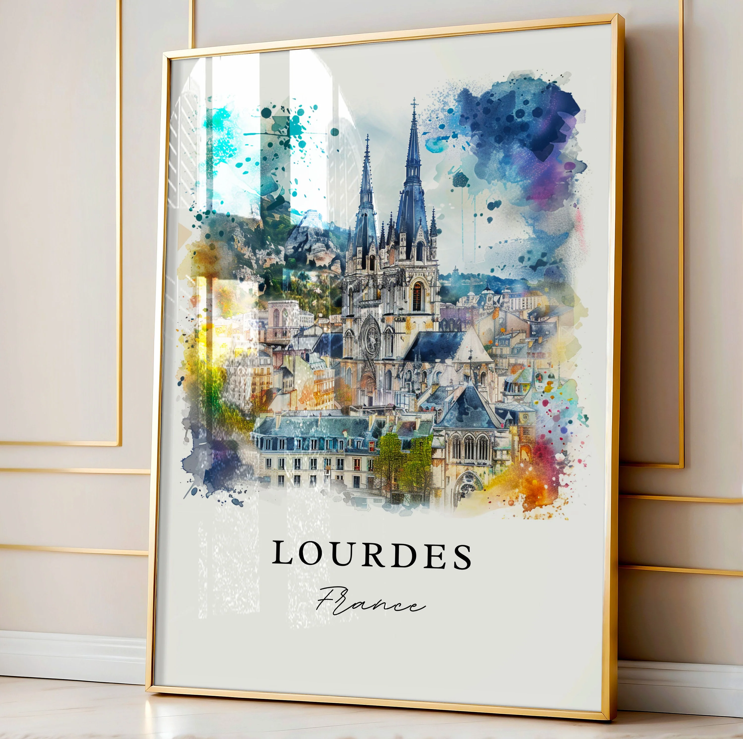 Lourdes, France – Watercolor Art Print - Image 4
