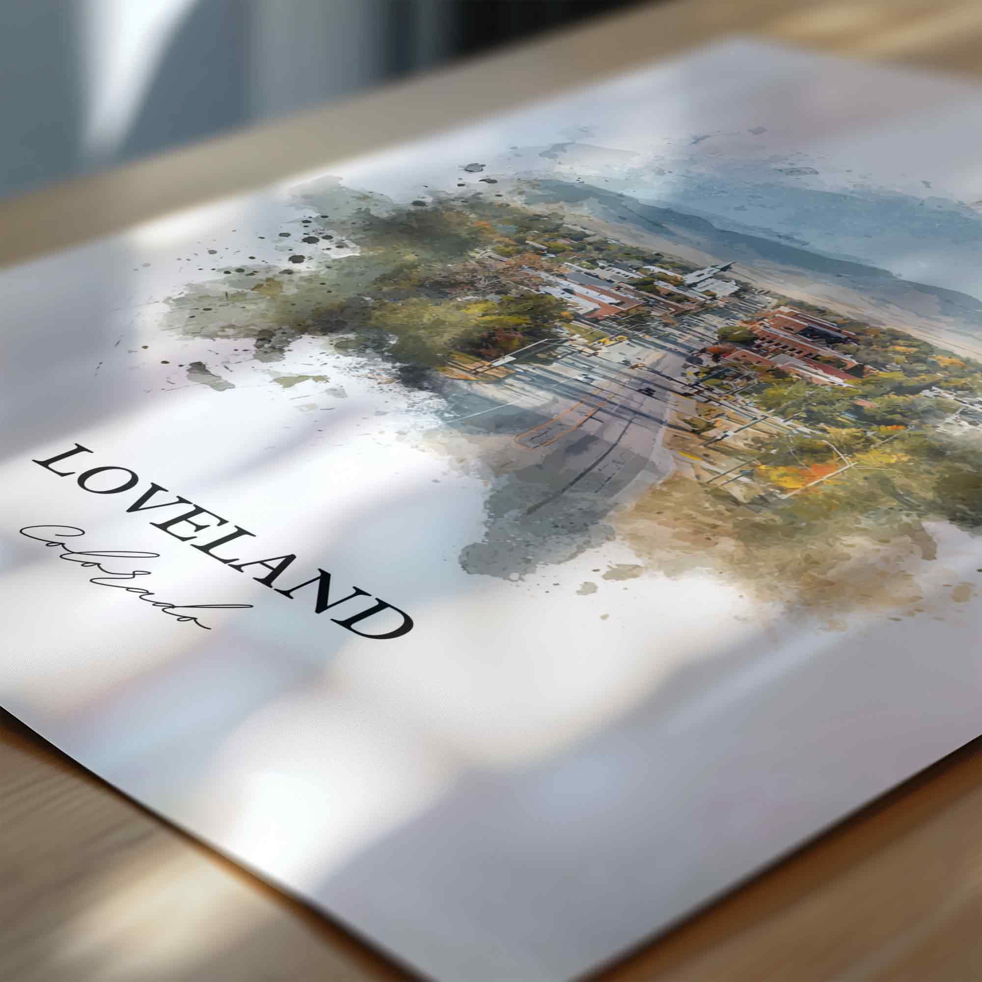Loveland, Colorado – Watercolor Art Print - Image 2