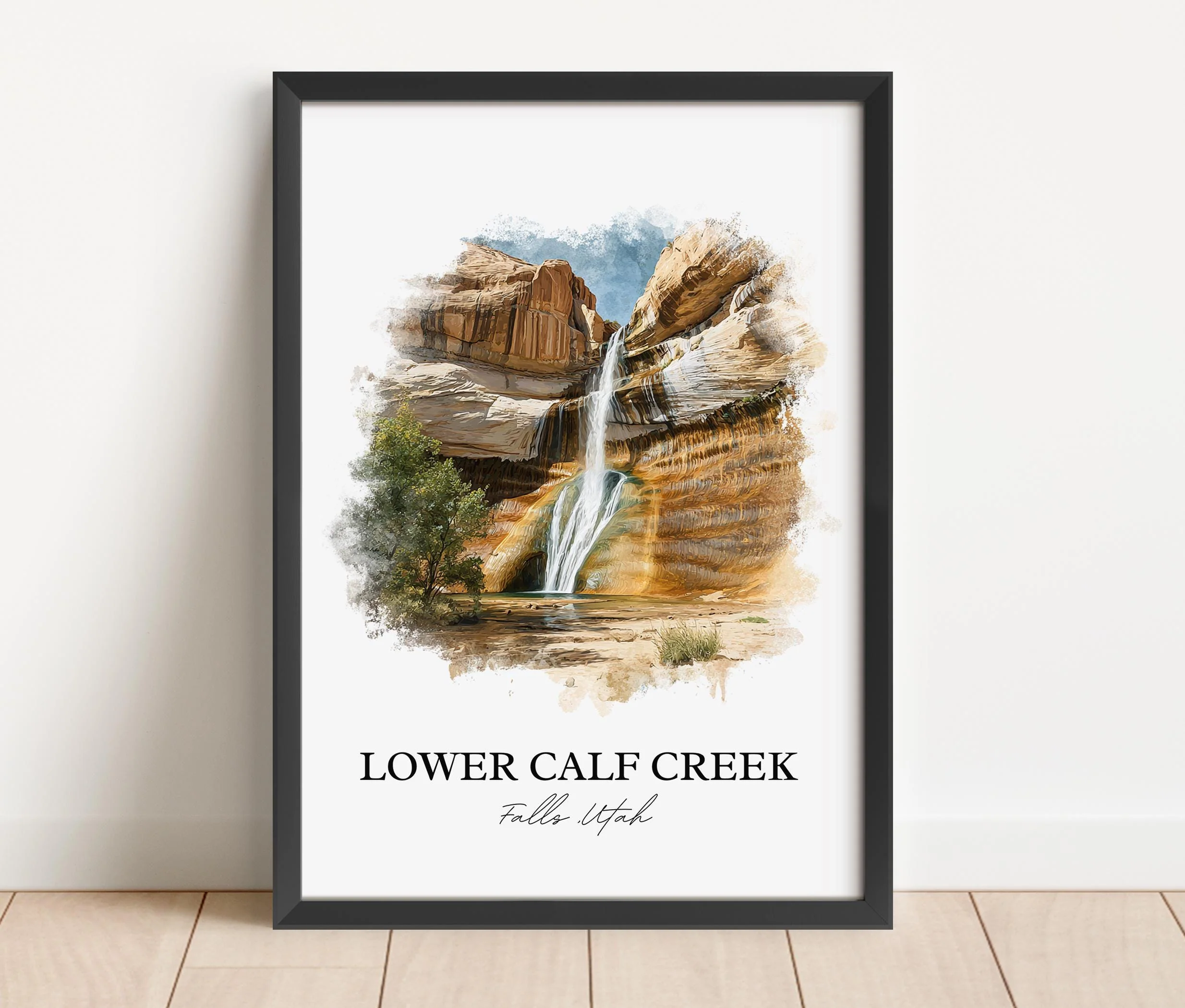 Lower Calf Creek Falls, Utah, USA – Watercolor Art Print - Image 4